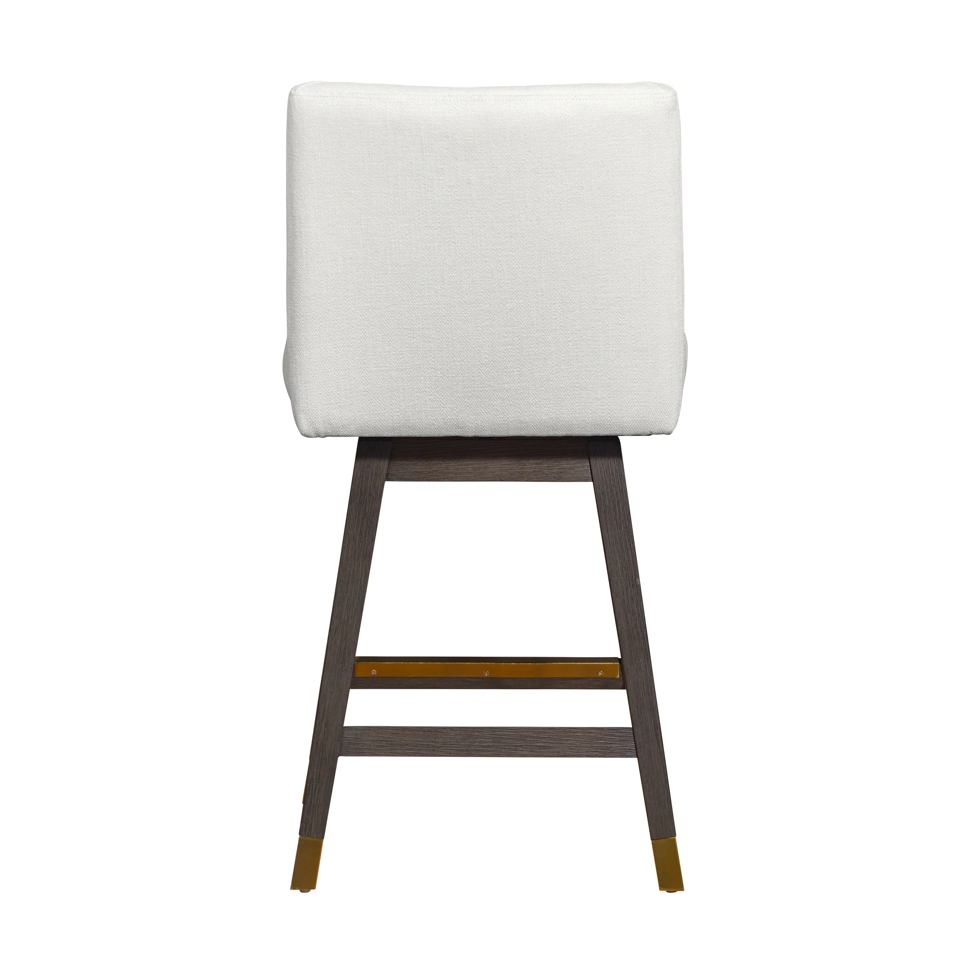 Basila Swivel Counter Stool in Grey Oak Wood Finish with Pearl Fabric By Armen Living - Image 6