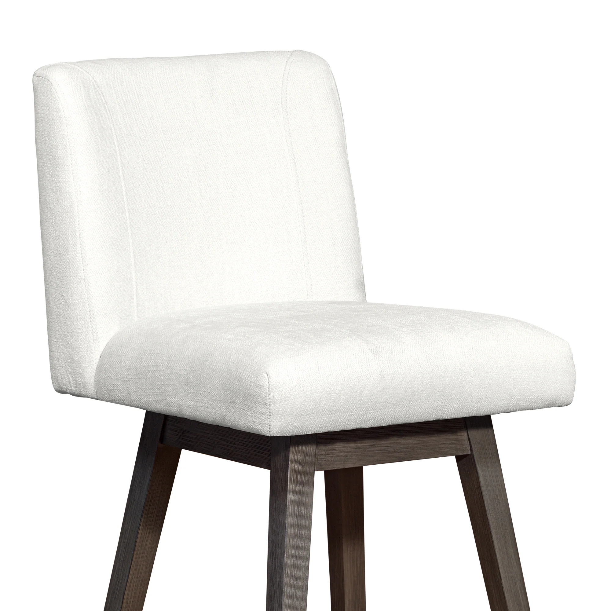 Basila Swivel Counter Stool in Grey Oak Wood Finish with Pearl Fabric By Armen Living - Image 7