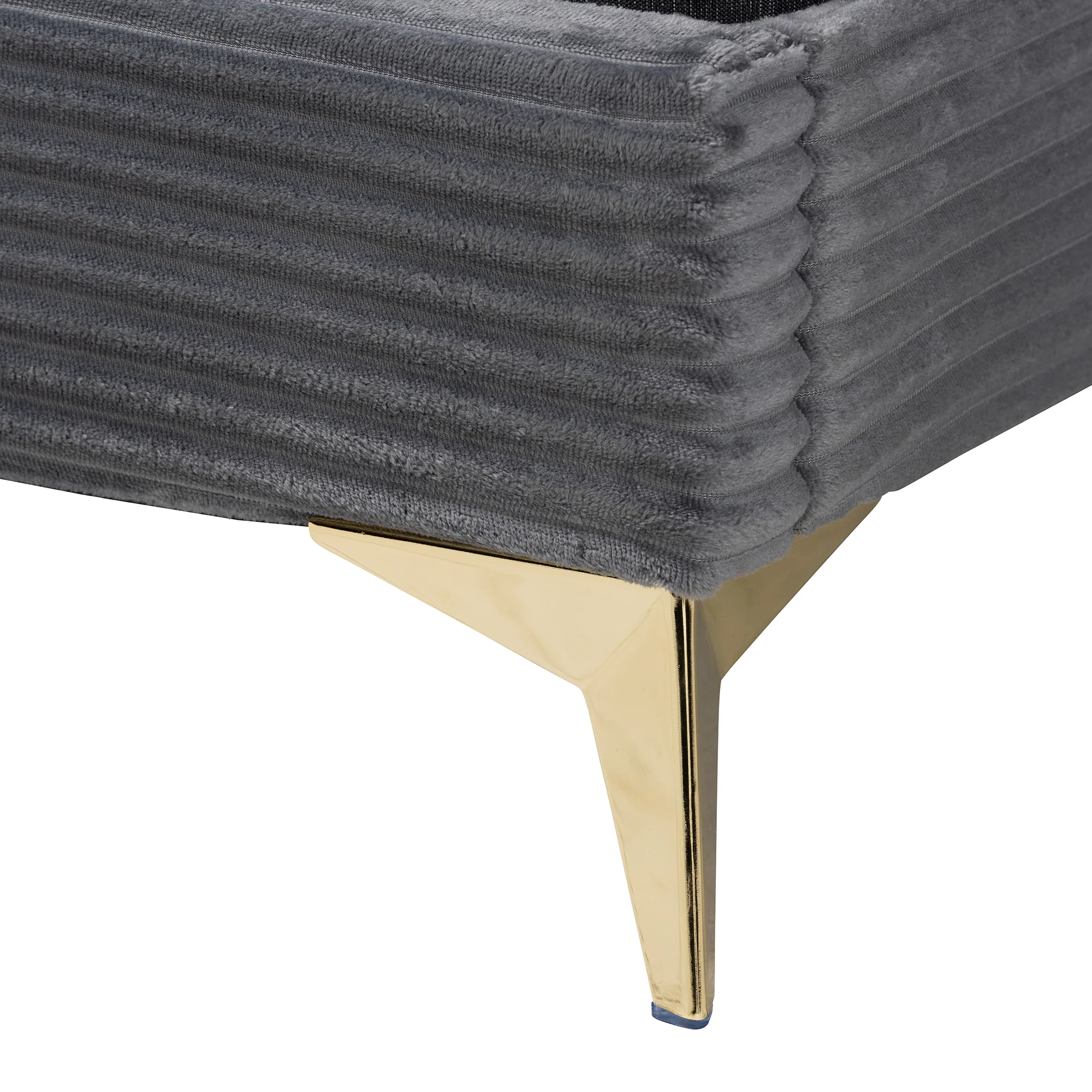 Baxton Studio Abberton Modern and Contemporary Black Velvet and Gold Metal Queen Size Panel Bed - Image 15