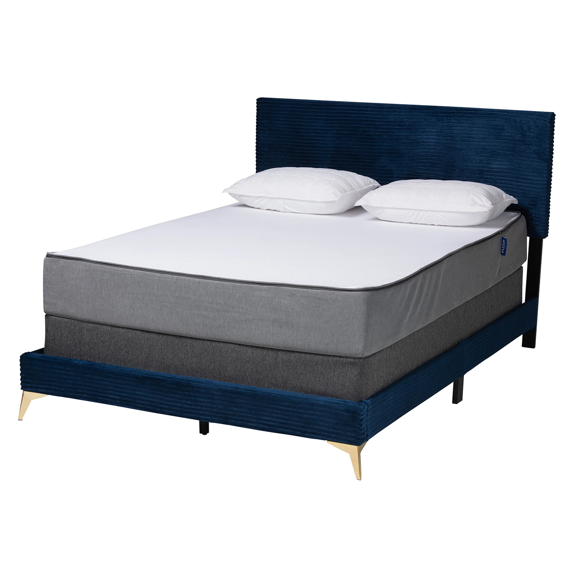 Baxton Studio Abberton Modern and Contemporary Black Velvet and Gold Metal Queen Size Panel Bed - Image 20