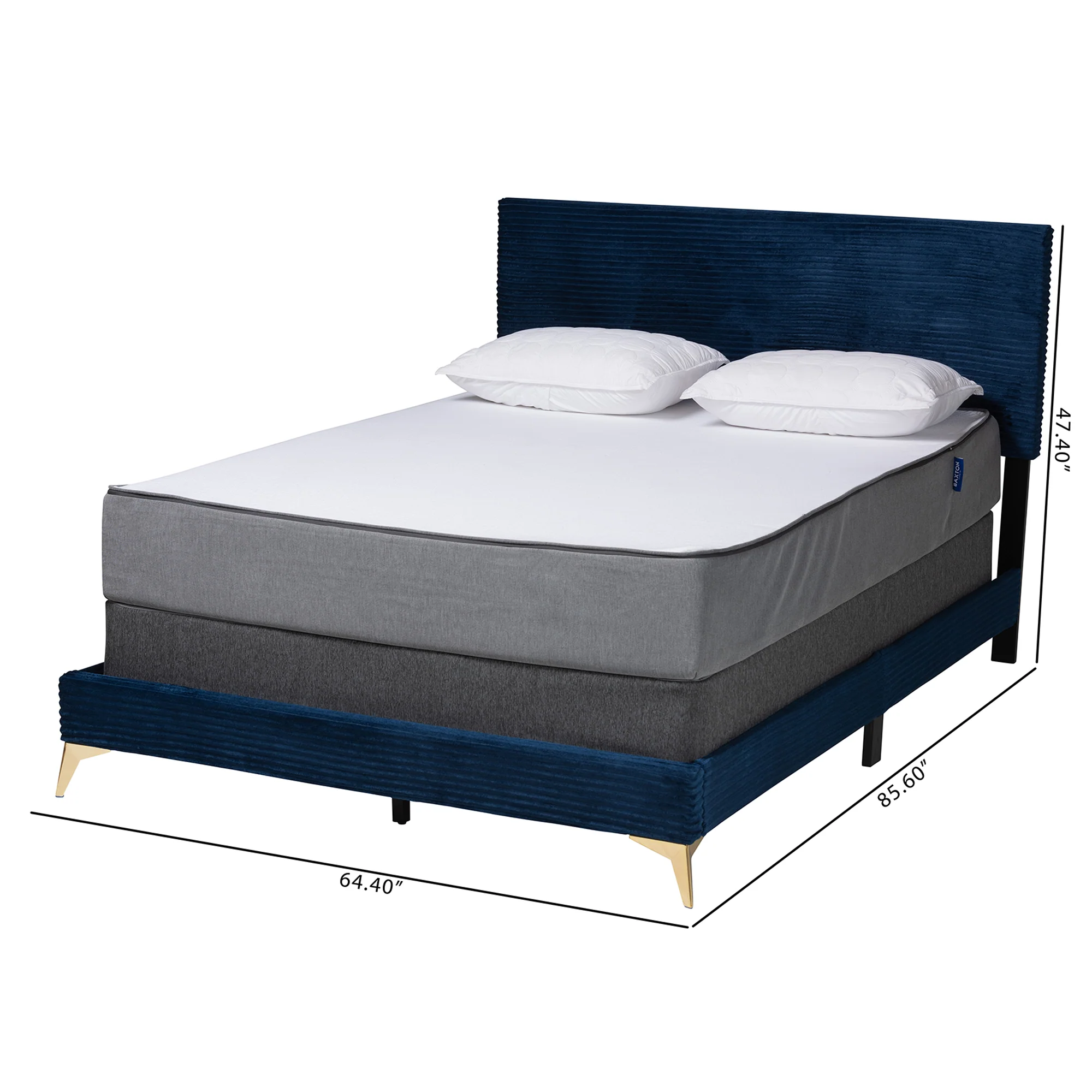 Baxton Studio Abberton Modern and Contemporary Black Velvet and Gold Metal Queen Size Panel Bed - Image 26