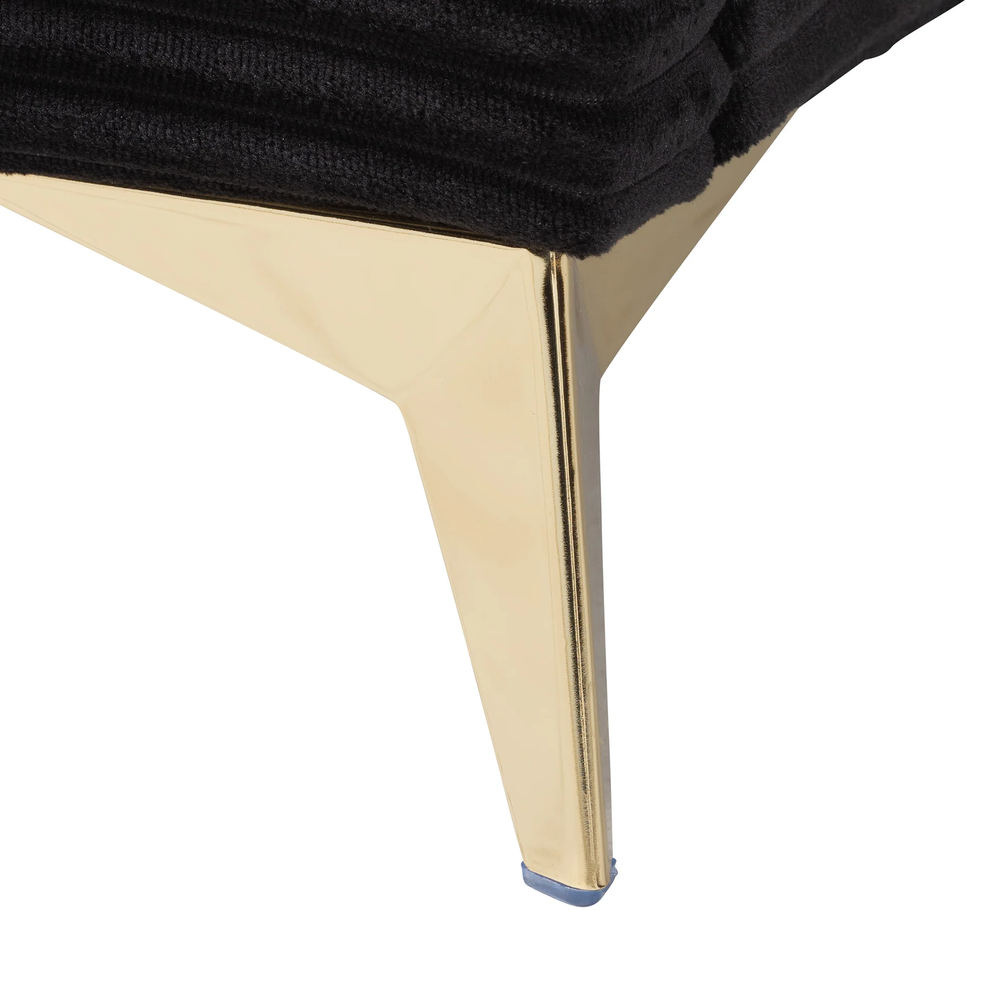 Baxton Studio Abberton Modern and Contemporary Black Velvet and Gold Metal Queen Size Panel Bed - Image 6
