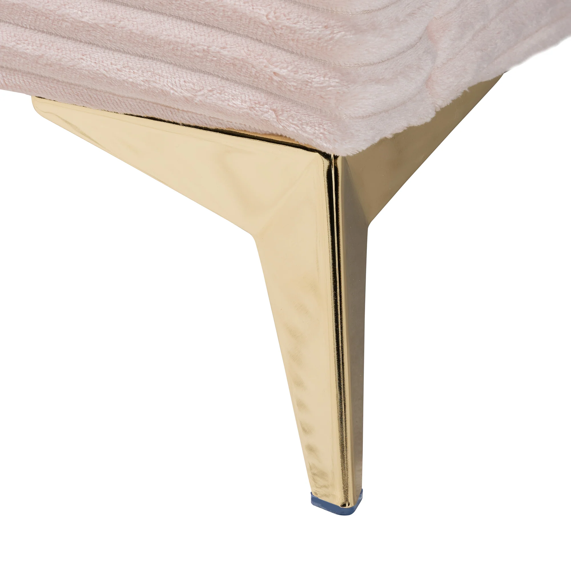 Baxton Studio Abberton Modern and Contemporary Light Pink Velvet and Gold Metal Queen Size Panel Bed - Image 8