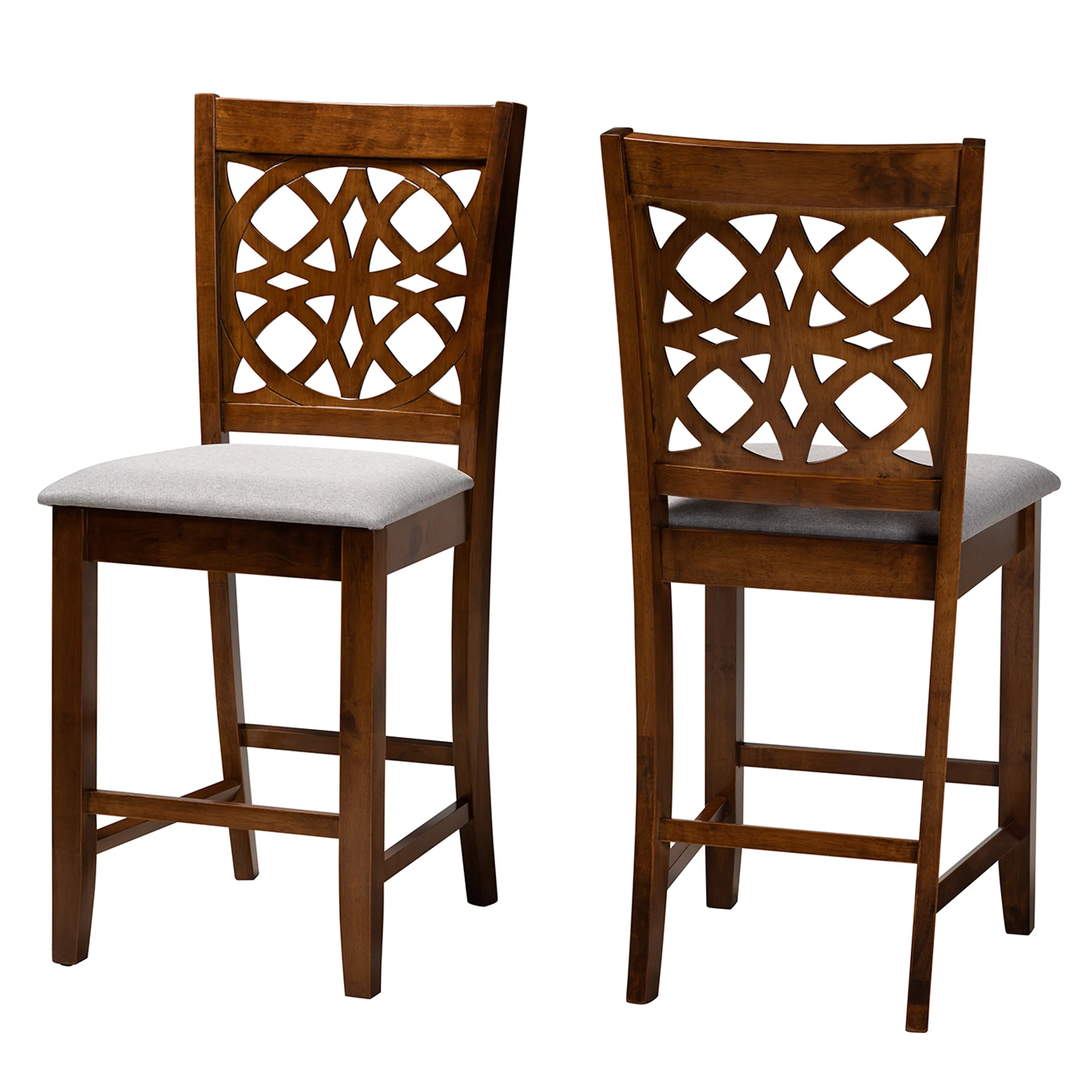 Baxton Studio Abigail Modern Beige Fabric and Dark Brown Finished Wood 2-Piece Counter Stool Set - Image 11