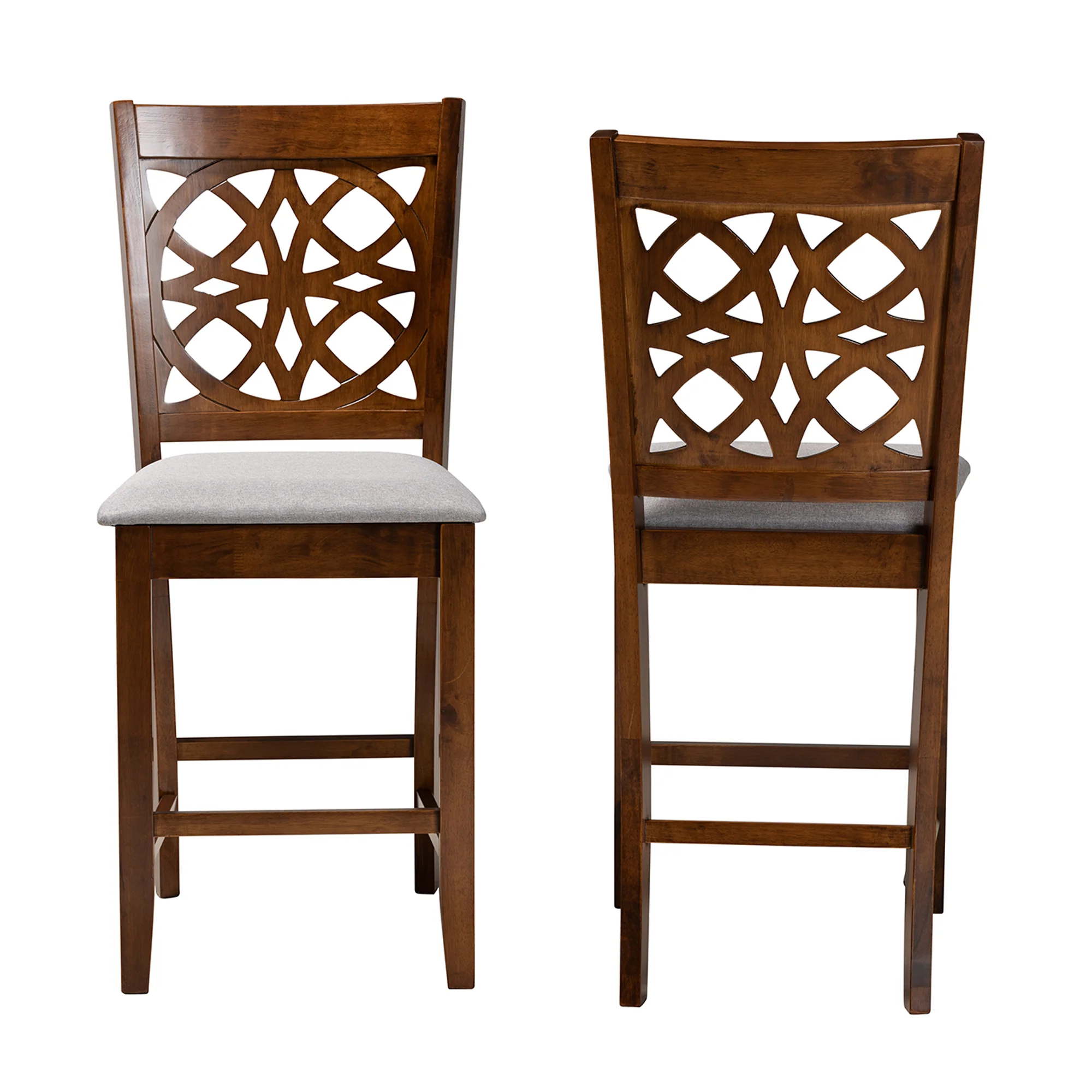 Baxton Studio Abigail Modern Beige Fabric and Dark Brown Finished Wood 2-Piece Counter Stool Set - Image 12