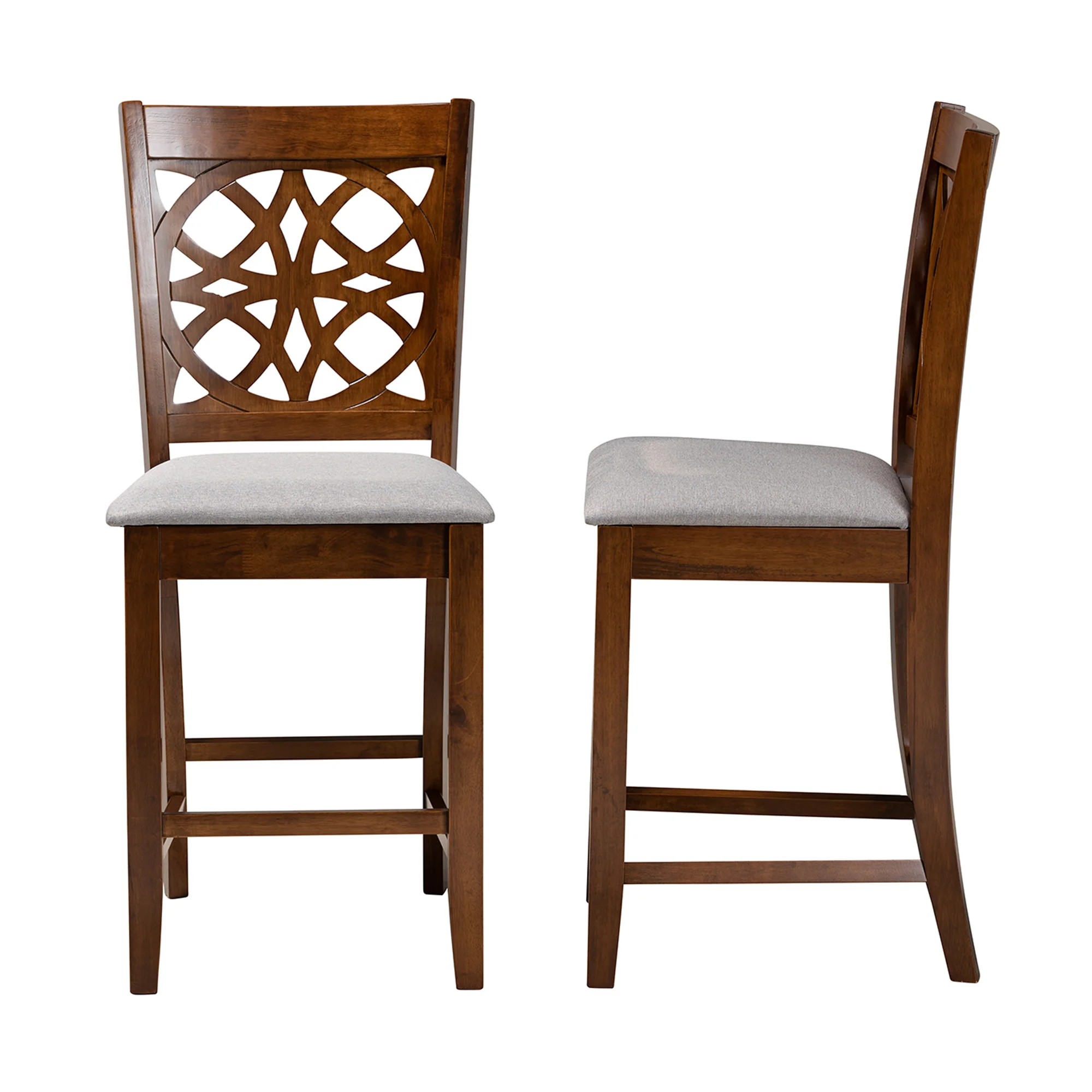 Baxton Studio Abigail Modern Beige Fabric and Dark Brown Finished Wood 2-Piece Counter Stool Set - Image 13