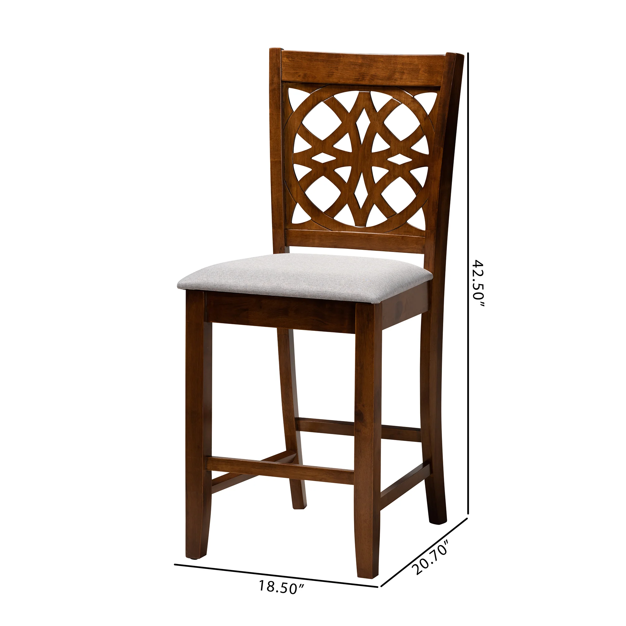 Baxton Studio Abigail Modern Beige Fabric and Dark Brown Finished Wood 2-Piece Counter Stool Set - Image 17