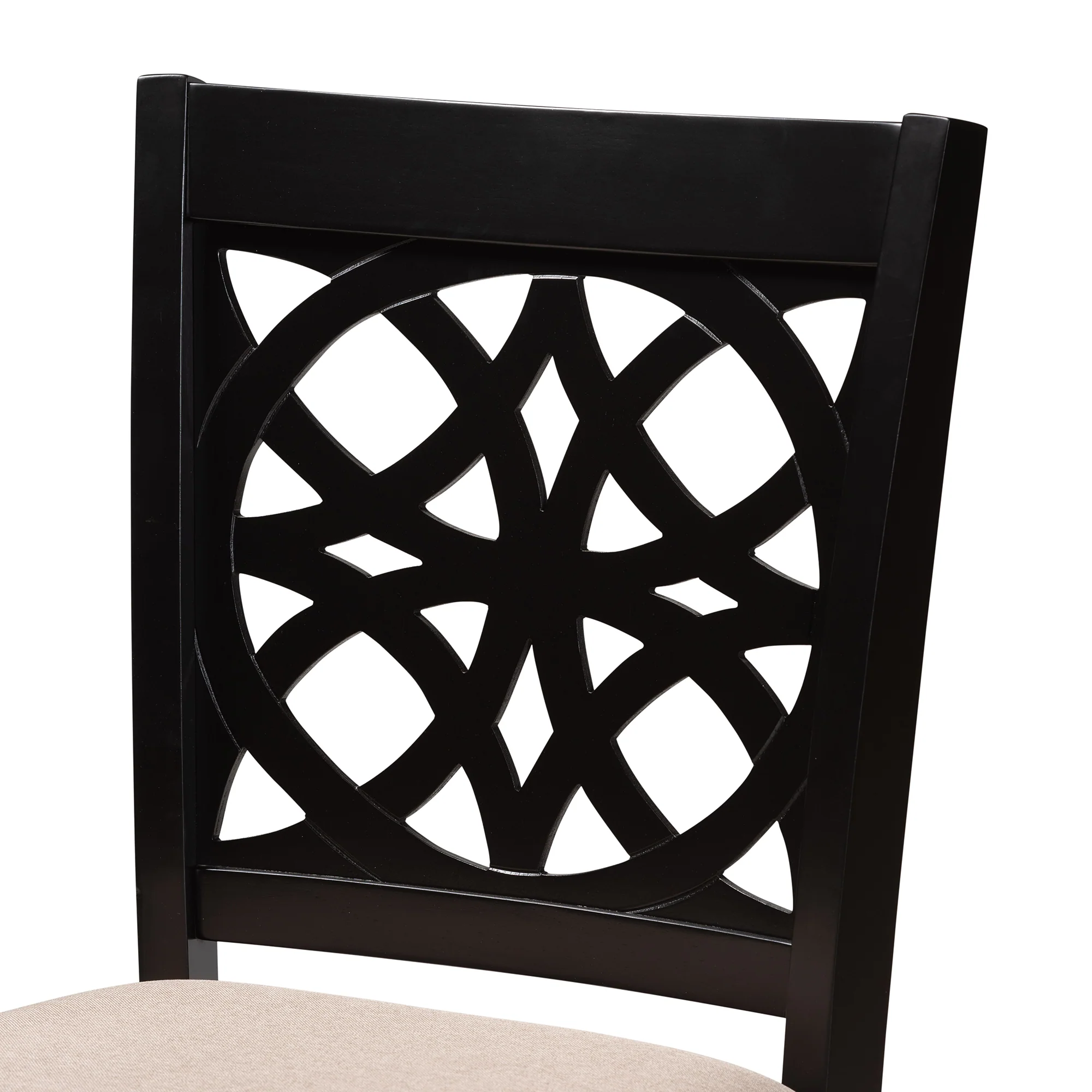 Baxton Studio Abigail Modern Beige Fabric and Dark Brown Finished Wood 2-Piece Counter Stool Set - Image 5