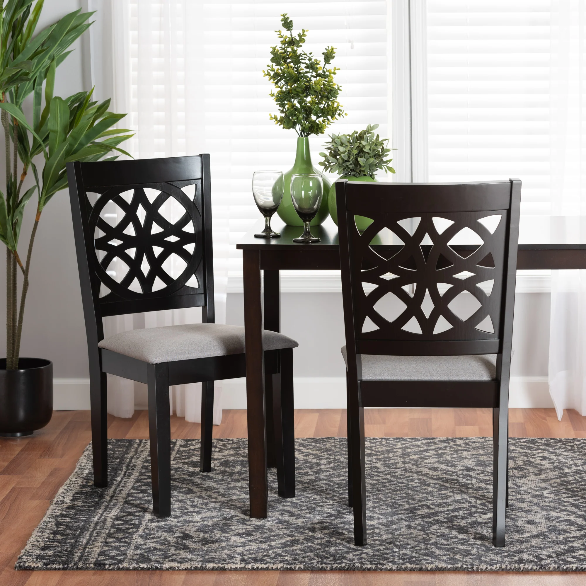 Baxton Studio Abigail Modern Beige Fabric and Dark Brown Finished Wood 2-Piece Dining Chair Set - Image 10