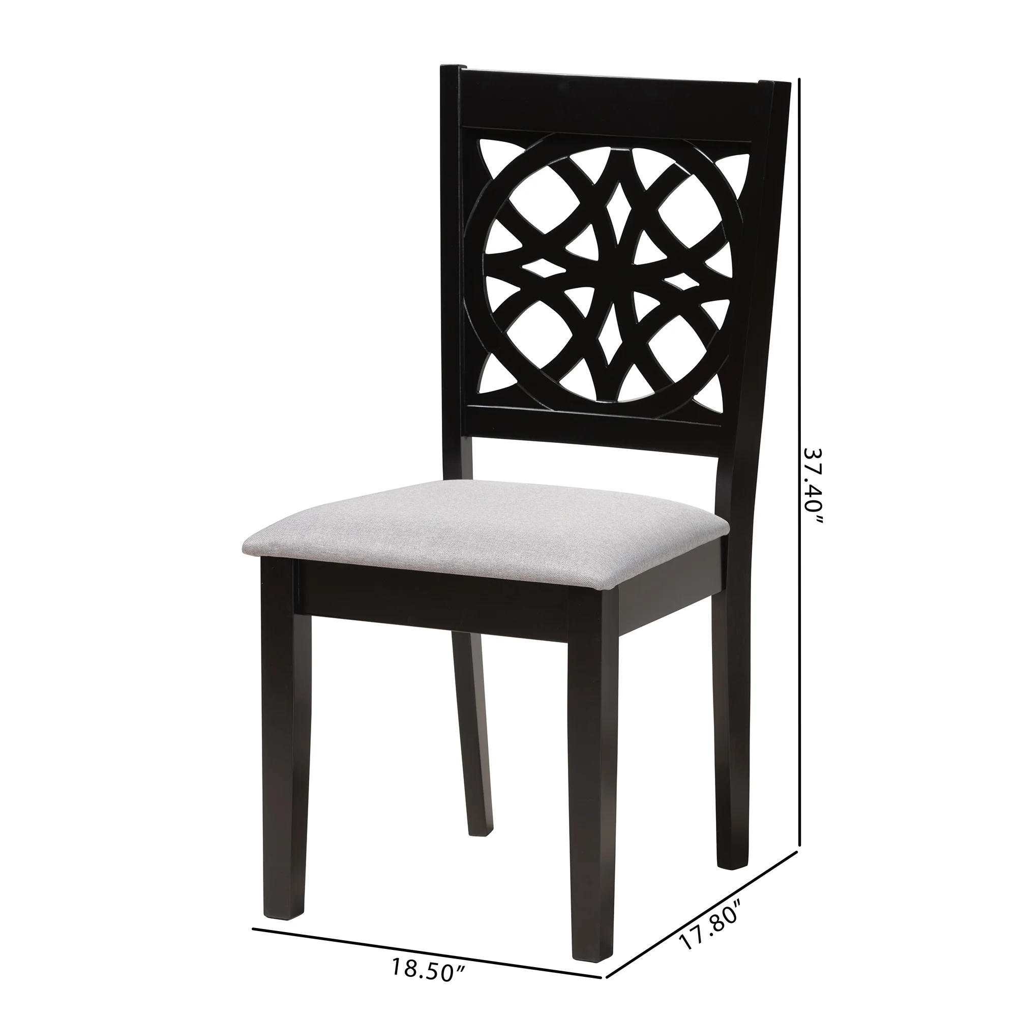 Baxton Studio Abigail Modern Beige Fabric and Dark Brown Finished Wood 2-Piece Dining Chair Set - Image 12