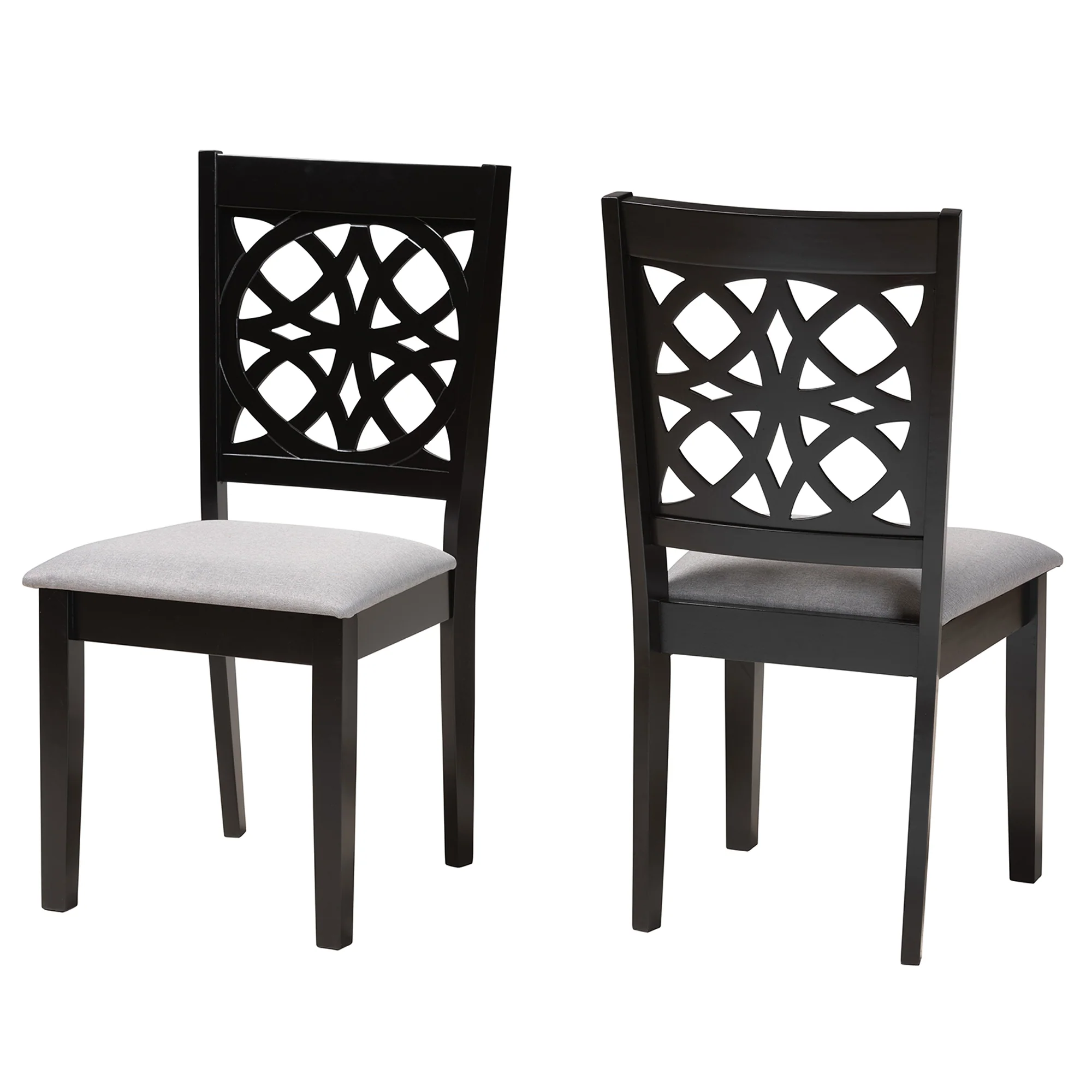 Baxton Studio Abigail Modern Beige Fabric and Dark Brown Finished Wood 2-Piece Dining Chair Set - Image 13