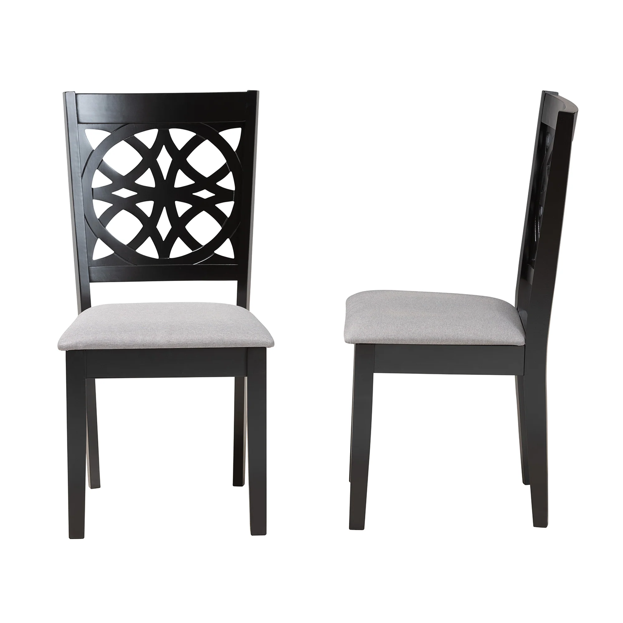 Baxton Studio Abigail Modern Beige Fabric and Dark Brown Finished Wood 2-Piece Dining Chair Set - Image 15