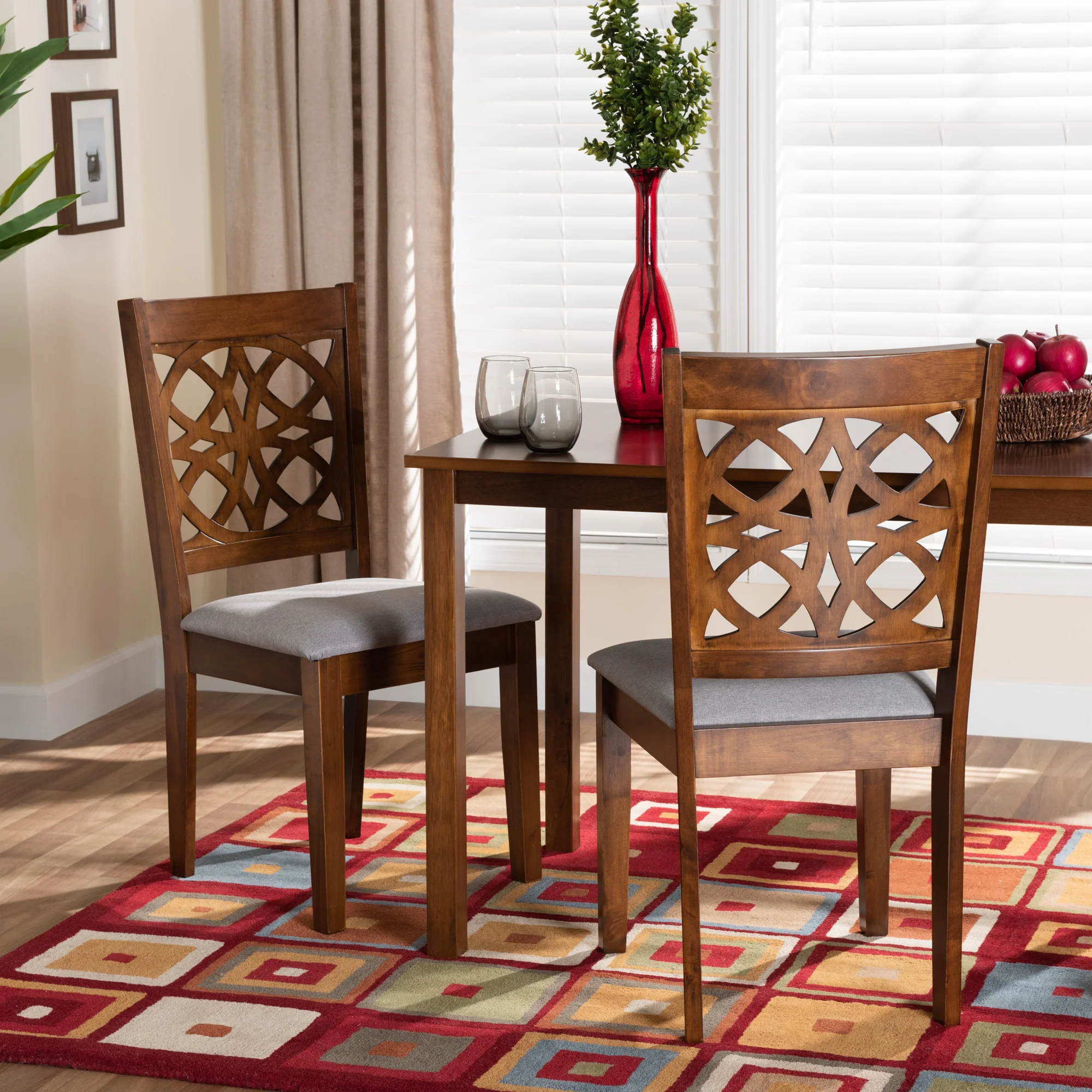 Baxton Studio Abigail Modern Beige Fabric and Dark Brown Finished Wood 2-Piece Dining Chair Set - Image 19