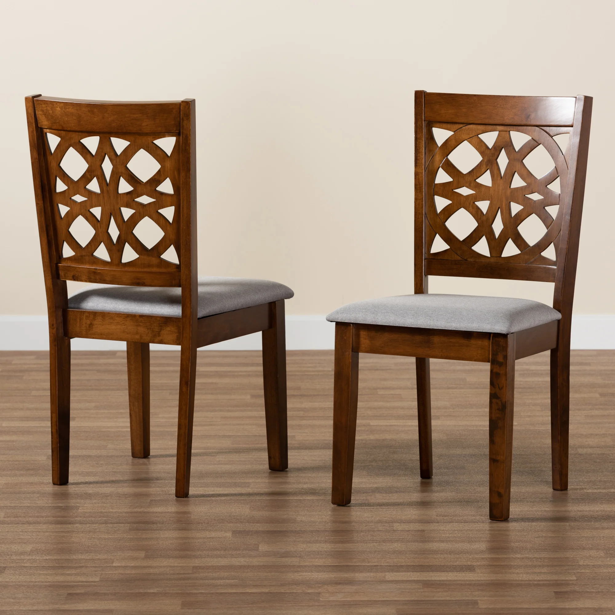 Baxton Studio Abigail Modern Beige Fabric and Dark Brown Finished Wood 2-Piece Dining Chair Set - Image 20