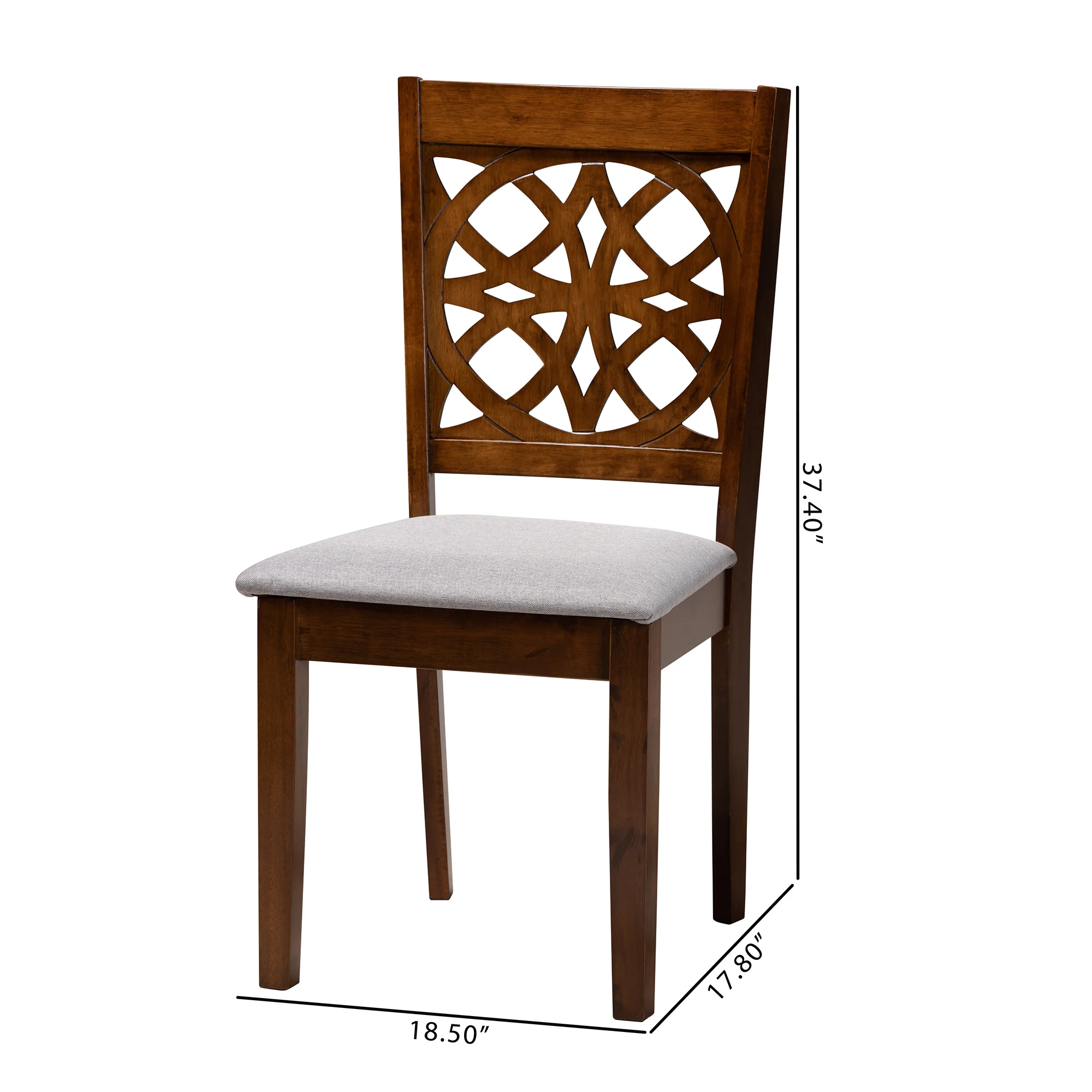 Baxton Studio Abigail Modern Beige Fabric and Dark Brown Finished Wood 2-Piece Dining Chair Set - Image 21