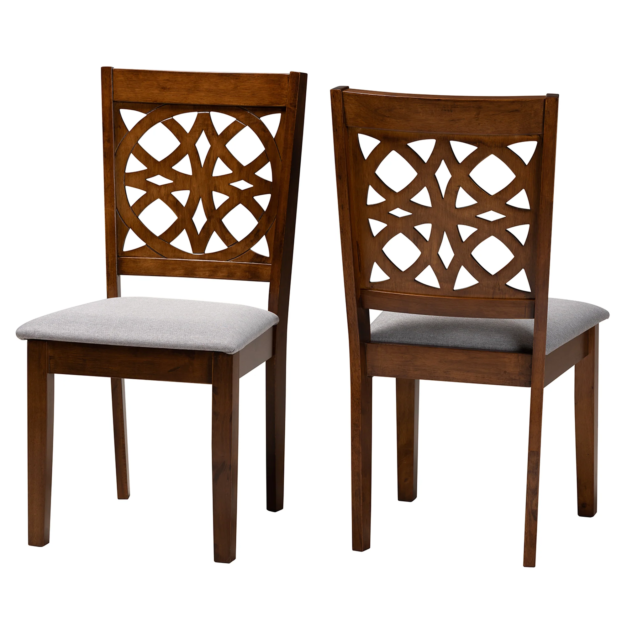 Baxton Studio Abigail Modern Beige Fabric and Dark Brown Finished Wood 2-Piece Dining Chair Set - Image 22