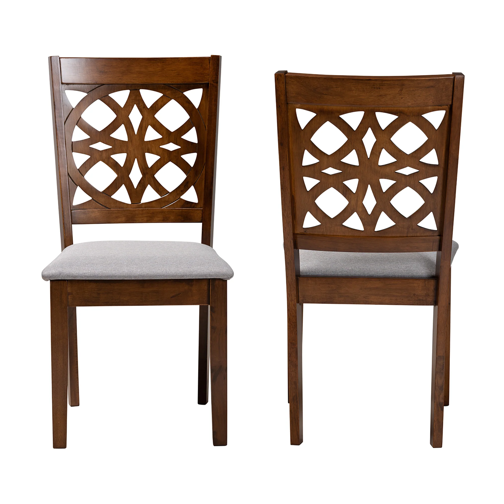 Baxton Studio Abigail Modern Beige Fabric and Dark Brown Finished Wood 2-Piece Dining Chair Set - Image 23