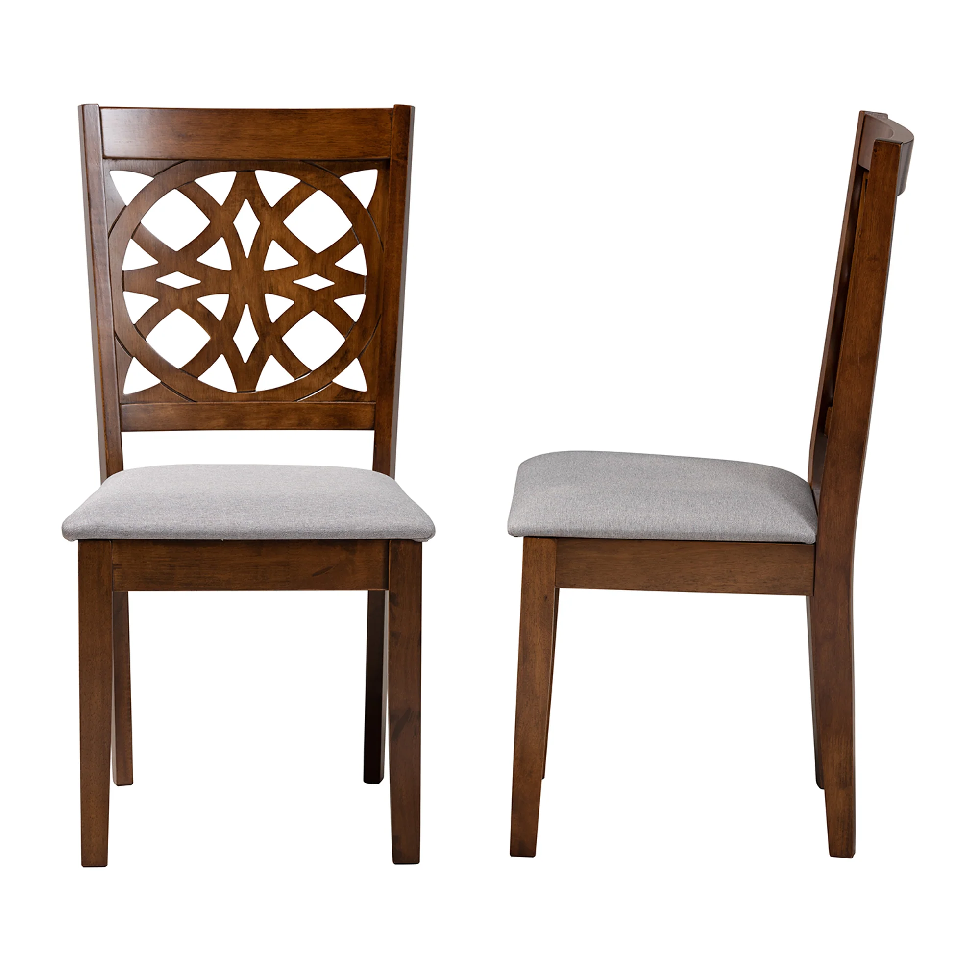 Baxton Studio Abigail Modern Beige Fabric and Dark Brown Finished Wood 2-Piece Dining Chair Set - Image 24
