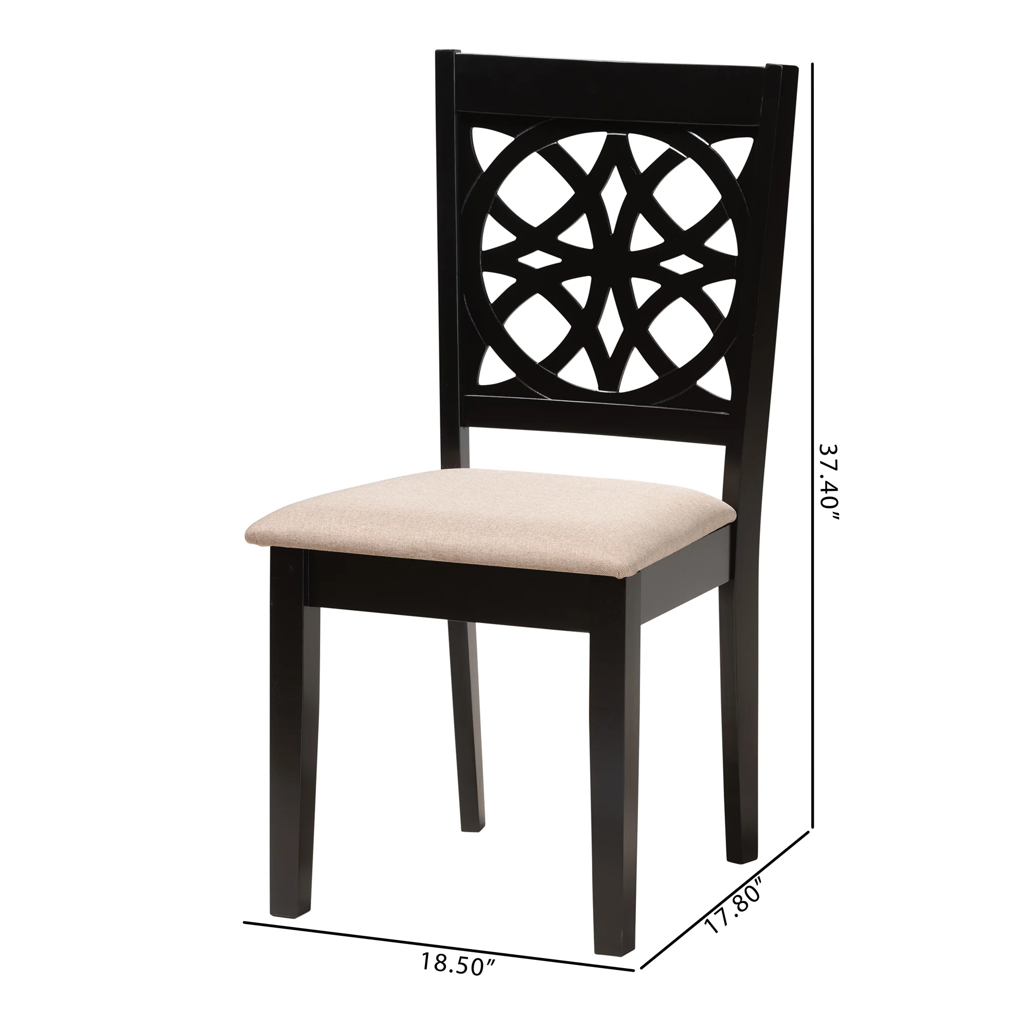 Baxton Studio Abigail Modern Beige Fabric and Dark Brown Finished Wood 2-Piece Dining Chair Set - Image 3