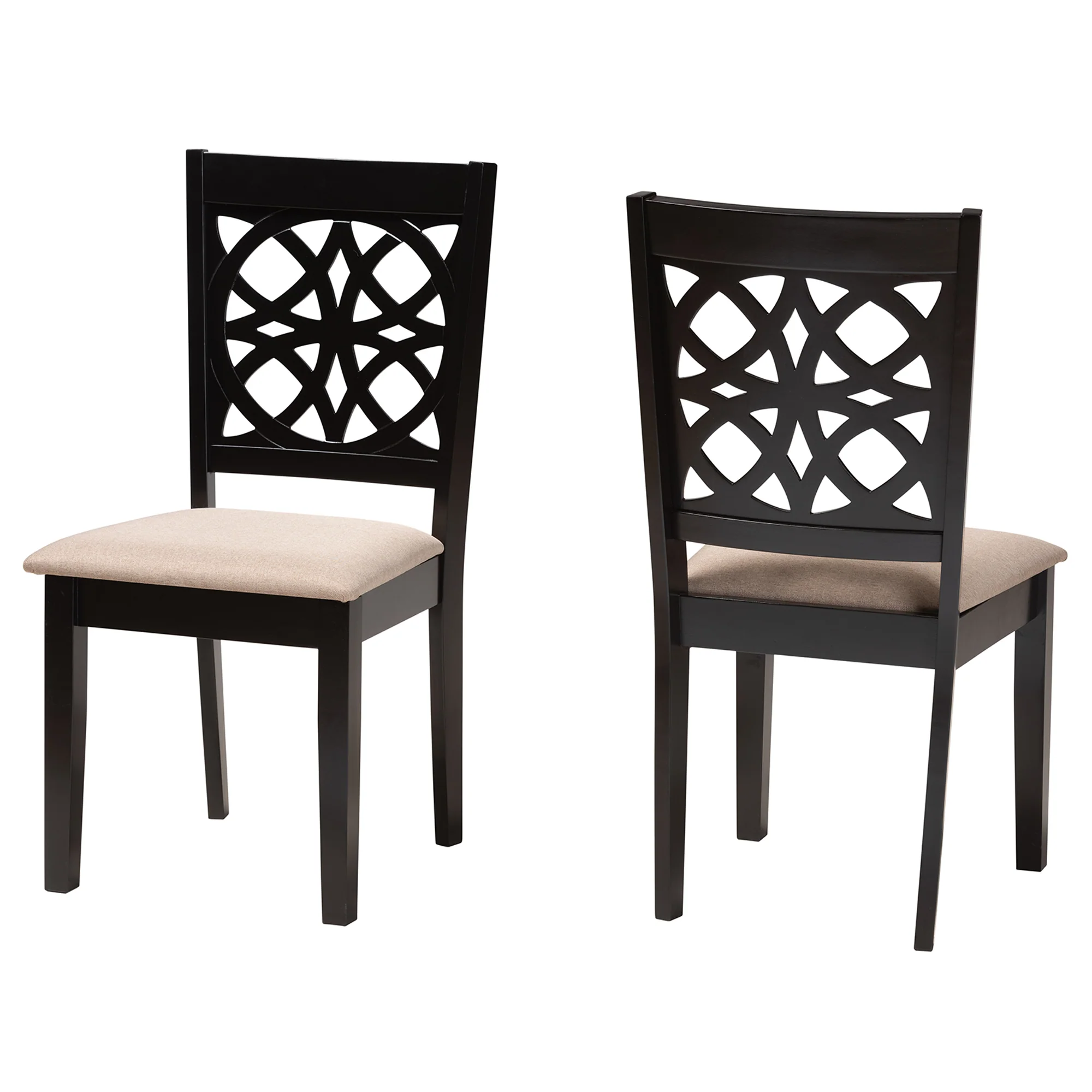 Baxton Studio Abigail Modern Beige Fabric and Dark Brown Finished Wood 2-Piece Dining Chair Set - Image 4