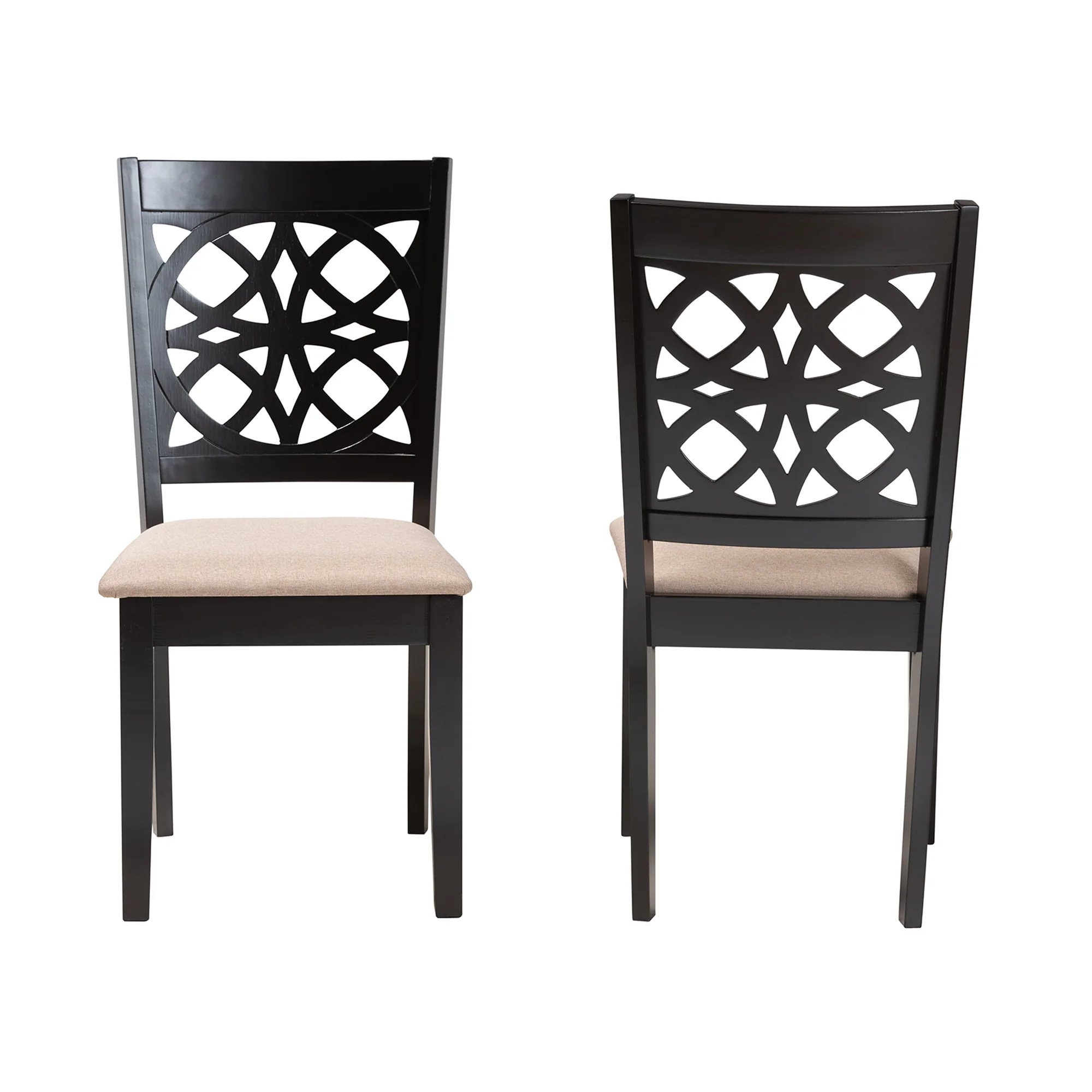 Baxton Studio Abigail Modern Beige Fabric and Dark Brown Finished Wood 2-Piece Dining Chair Set - Image 5