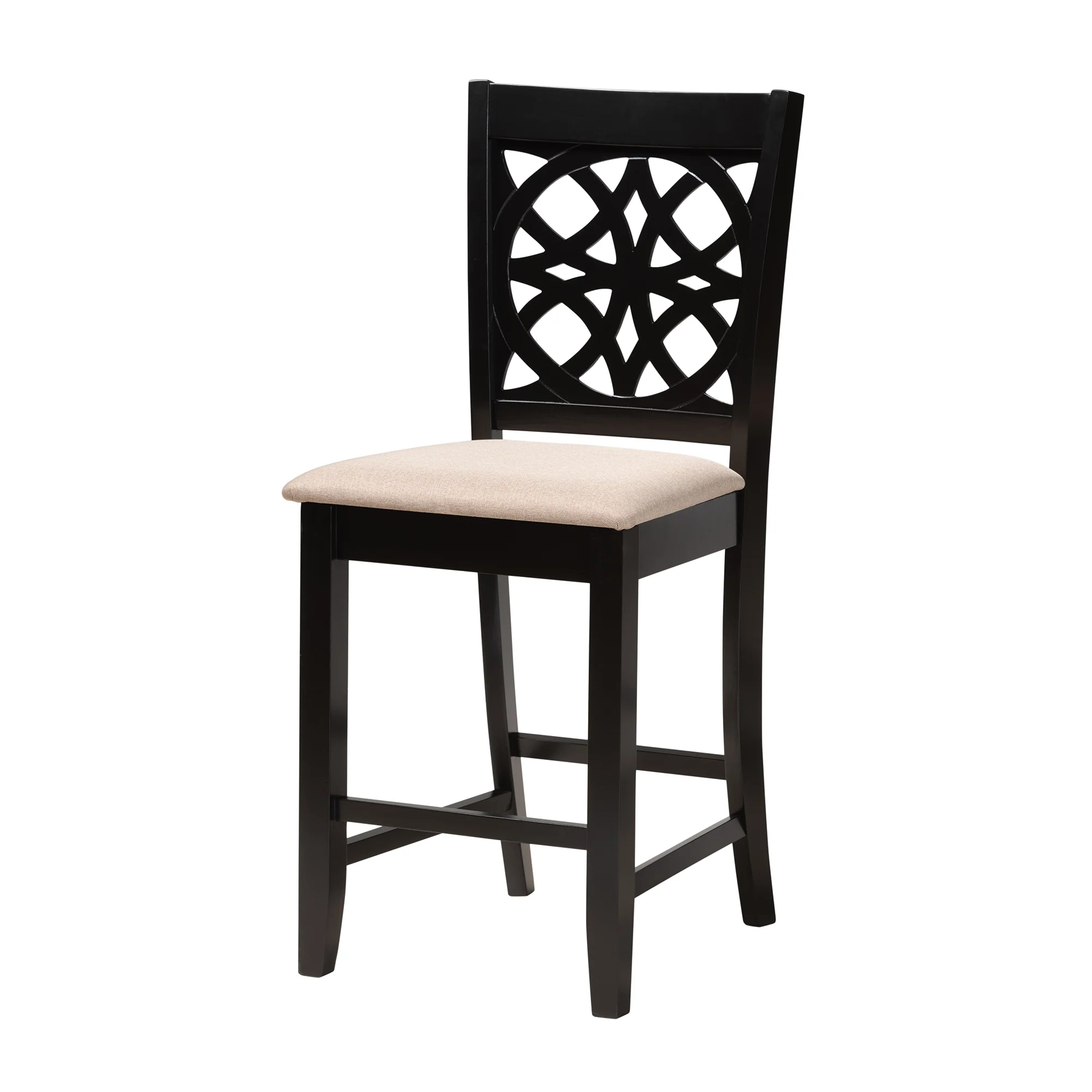 Baxton Studio Abigail Modern Beige Fabric and Dark Brown Finished Wood 5-Piece Pub Set - Image 5