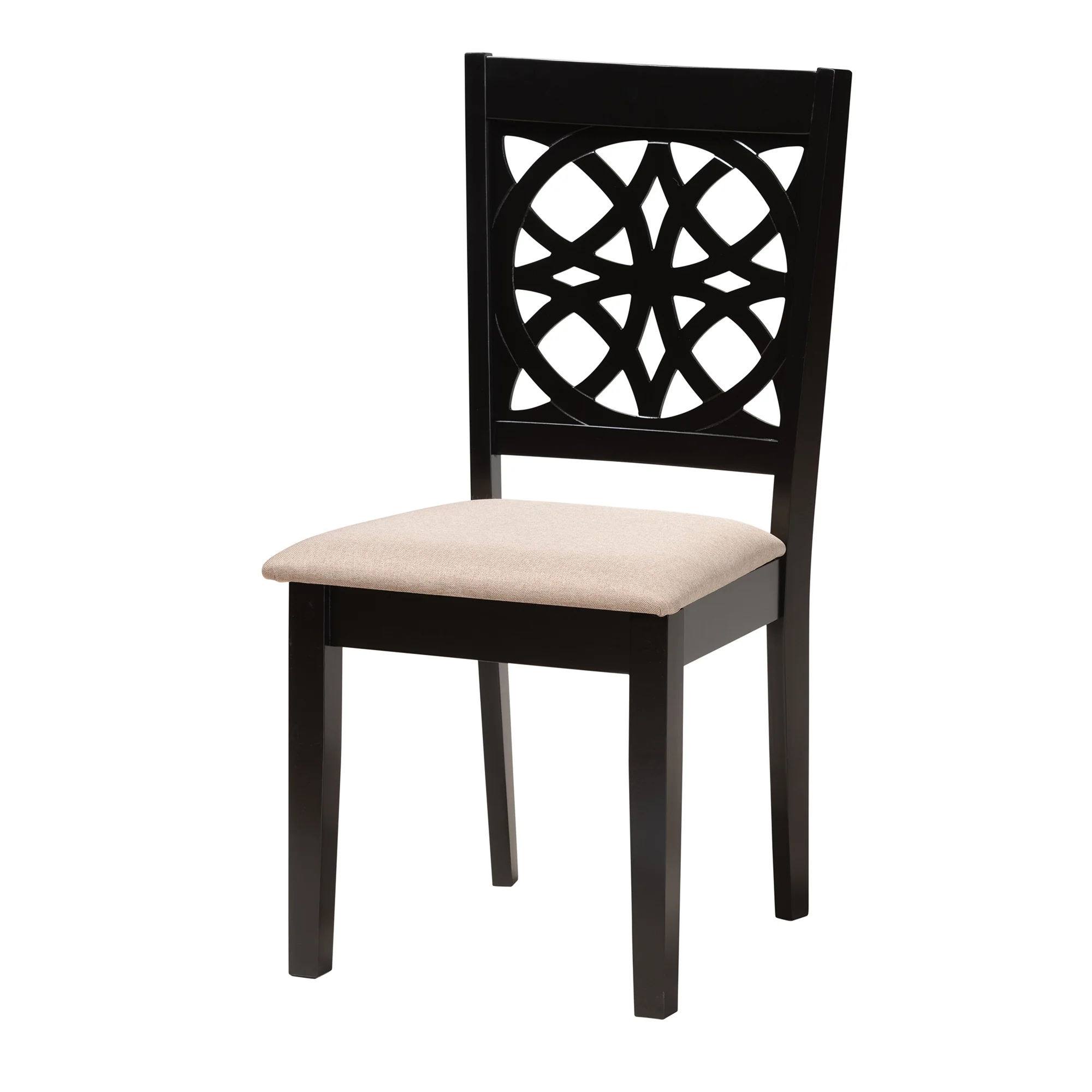 Baxton Studio Abigail Modern Beige Fabric and Dark Brown Finished Wood 7-Piece Dining Set - Image 5