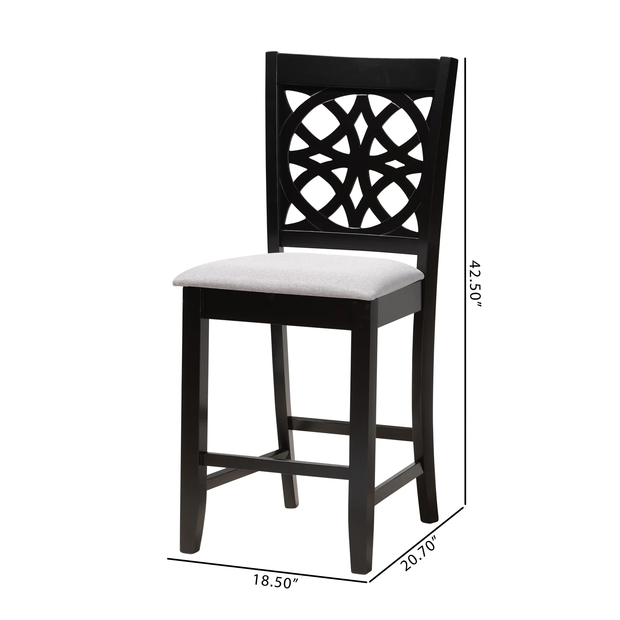 Baxton Studio Abigail Modern Grey Fabric and Dark Brown Finished Wood 2-Piece Counter Stool Set - Image 3