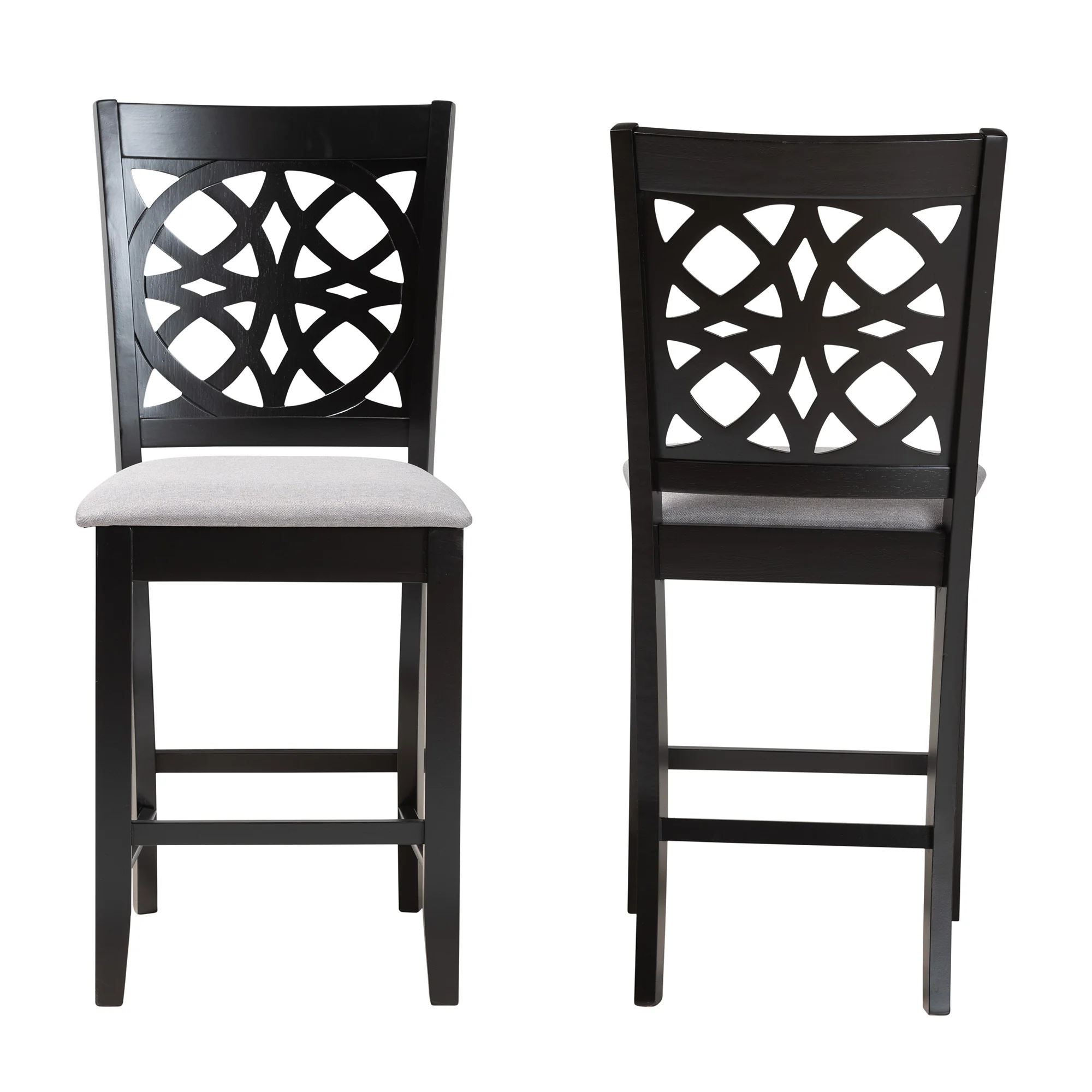 Baxton Studio Abigail Modern Grey Fabric and Dark Brown Finished Wood 2-Piece Counter Stool Set - Image 5