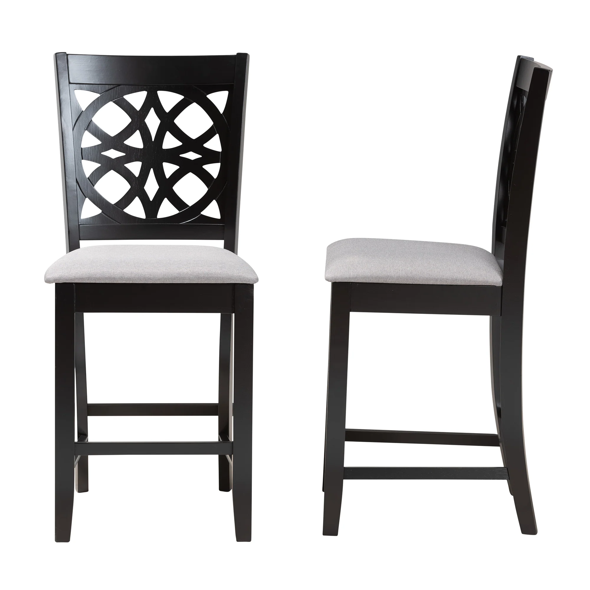 Baxton Studio Abigail Modern Grey Fabric and Dark Brown Finished Wood 2-Piece Counter Stool Set - Image 6