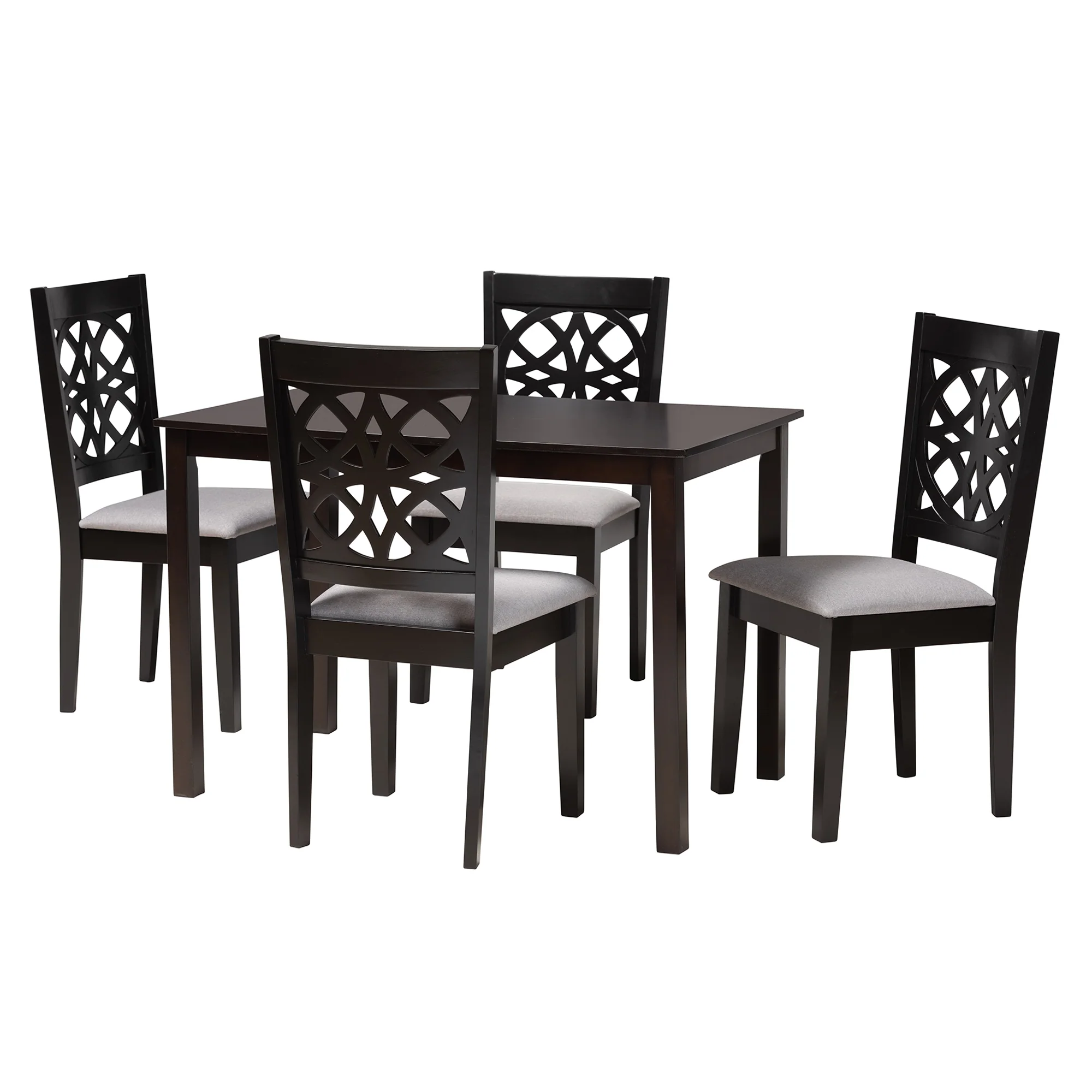 Baxton Studio Abigail Modern Grey Fabric and Dark Brown Finished Wood 5-Piece Dining Set - Image 4