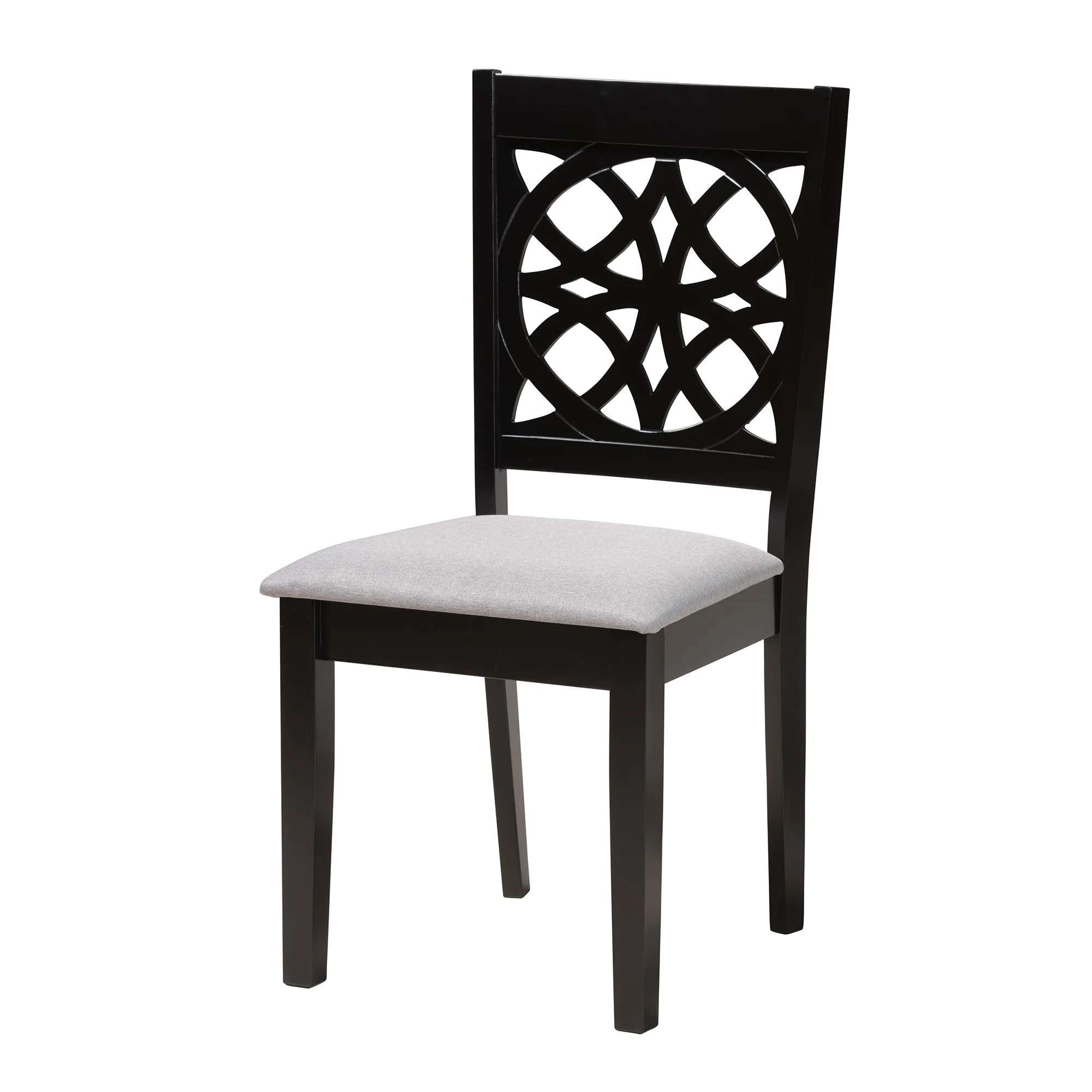 Baxton Studio Abigail Modern Grey Fabric and Dark Brown Finished Wood 6-Piece Dining Set - Image 6