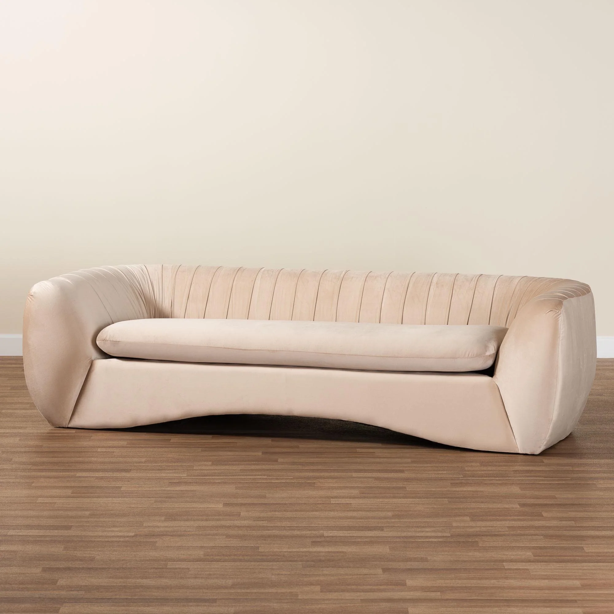 Baxton Studio Adanna Glam and Luxe Champagne Beige Velvet Fabric Sofa - Image 2