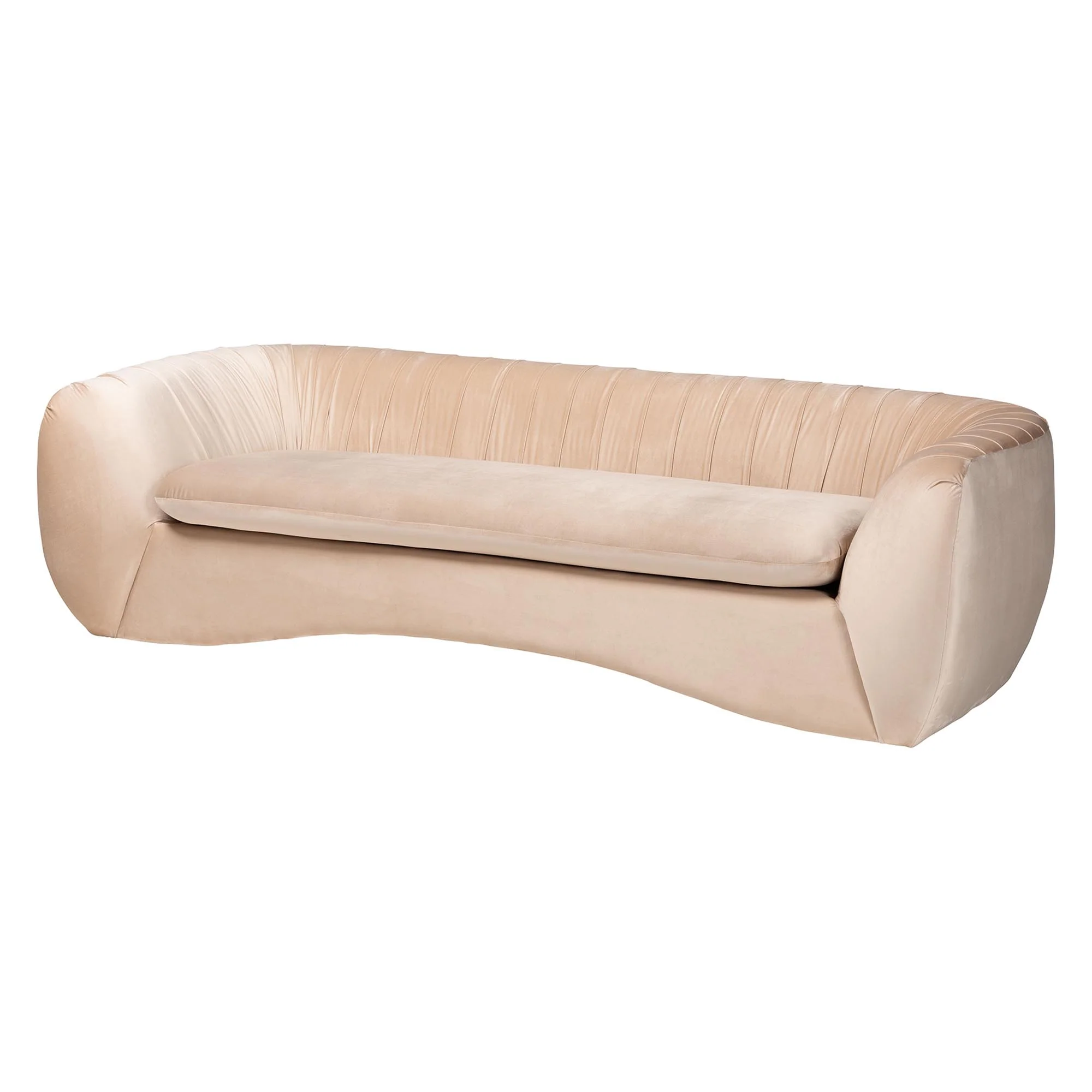 Baxton Studio Adanna Glam and Luxe Champagne Beige Velvet Fabric Sofa - Image 4