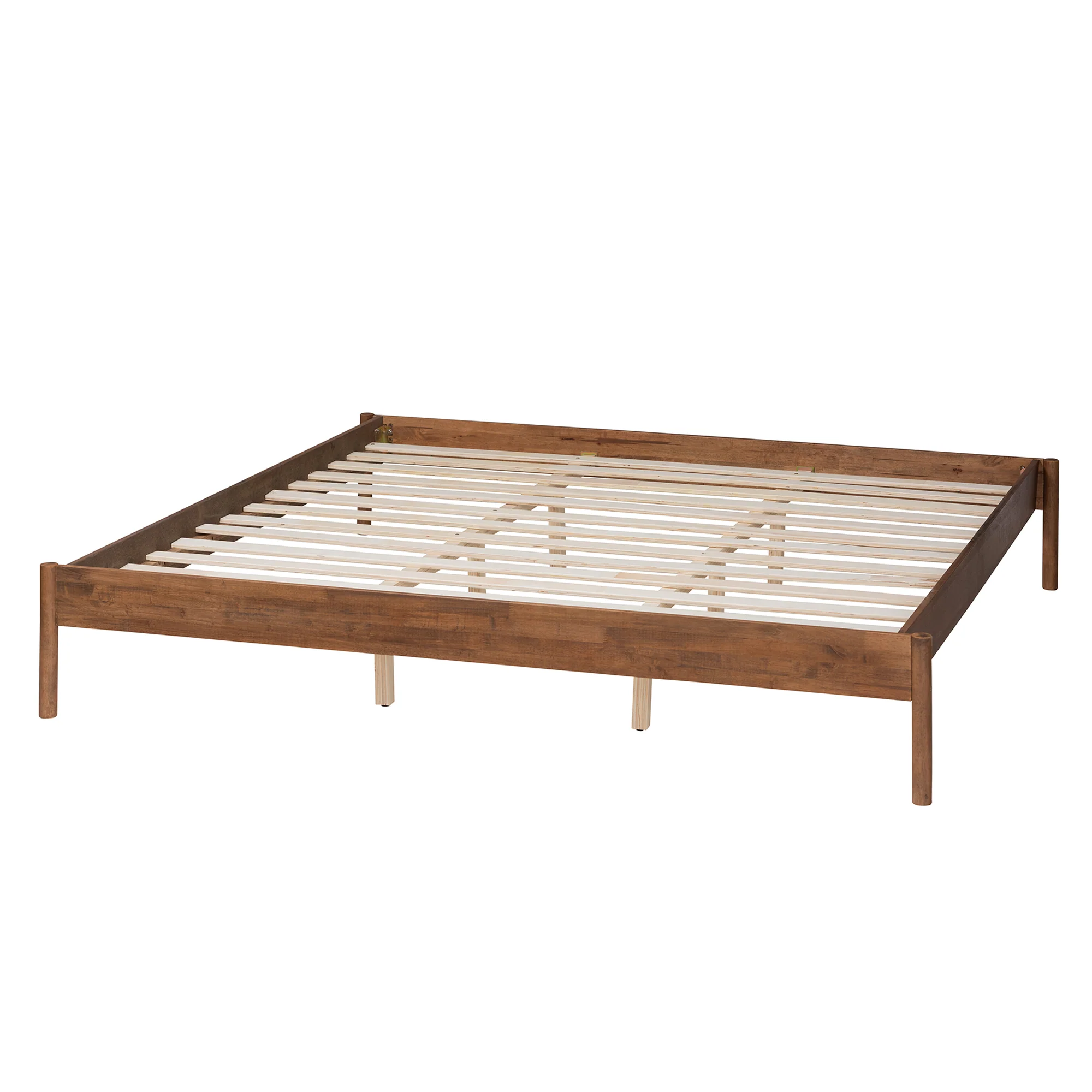 Baxton Studio Agatis Mid-Century Modern Ash Walnut Finished Wood King Size Bed Frame - Image 4