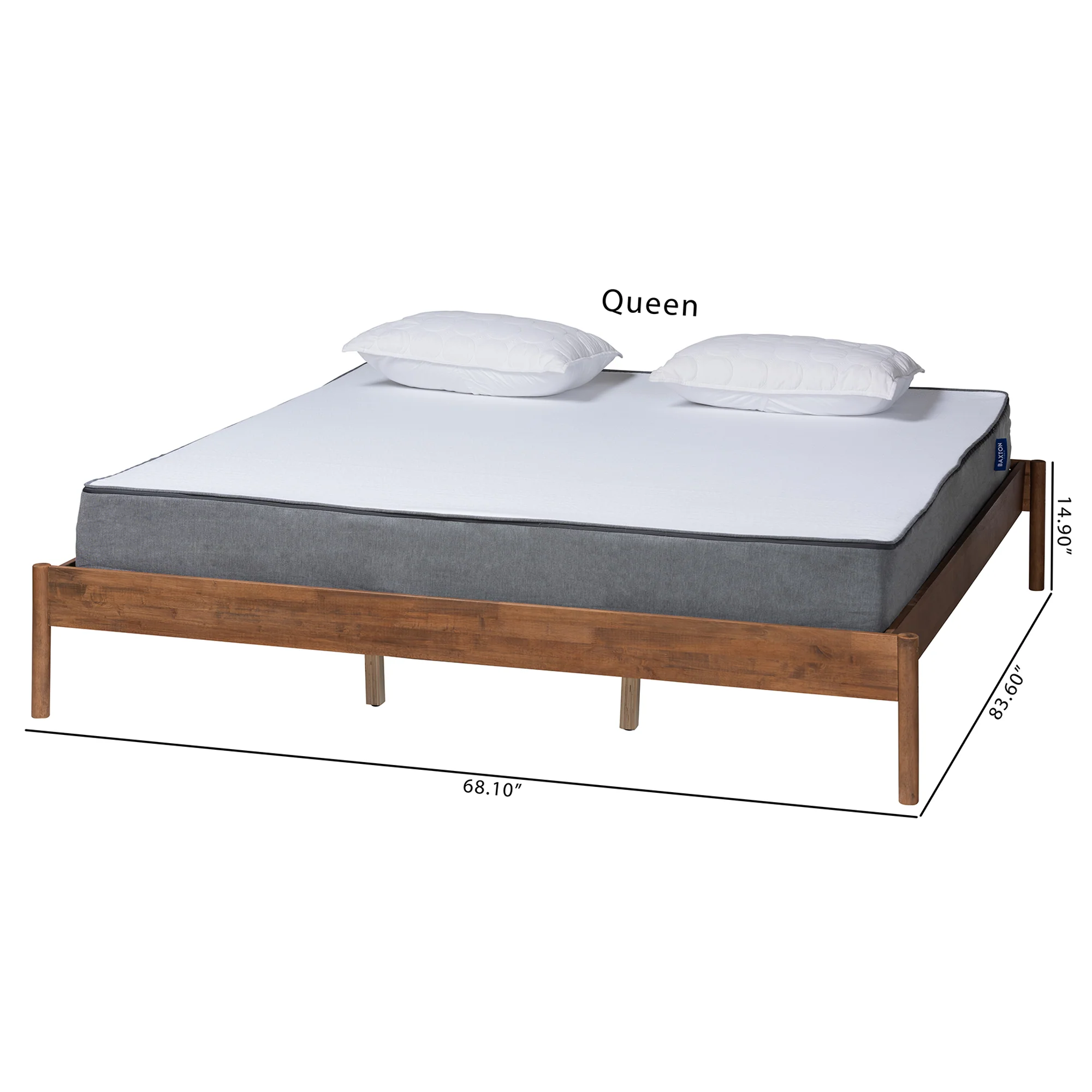 Baxton Studio Agatis Mid-Century Modern Ash Walnut Finished Wood King Size Bed Frame - Image 9