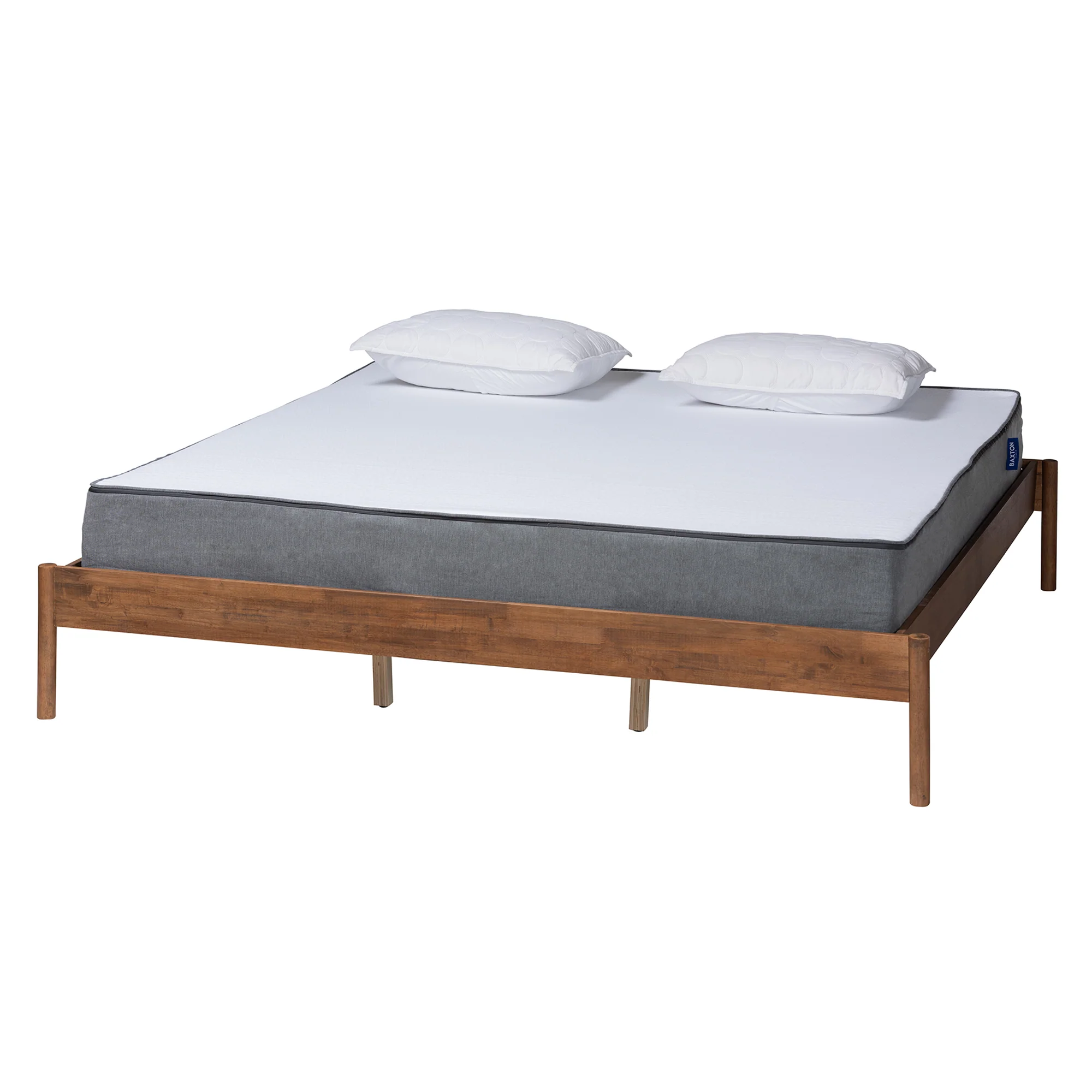 Baxton Studio Agatis Mid-Century Modern Ash Walnut Finished Wood Queen Size Bed Frame - Image 2