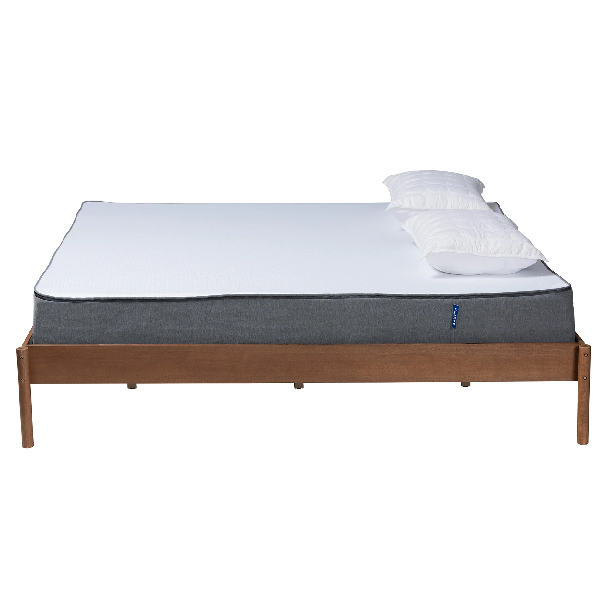Baxton Studio Agatis Mid-Century Modern Ash Walnut Finished Wood Queen Size Bed Frame - Image 3