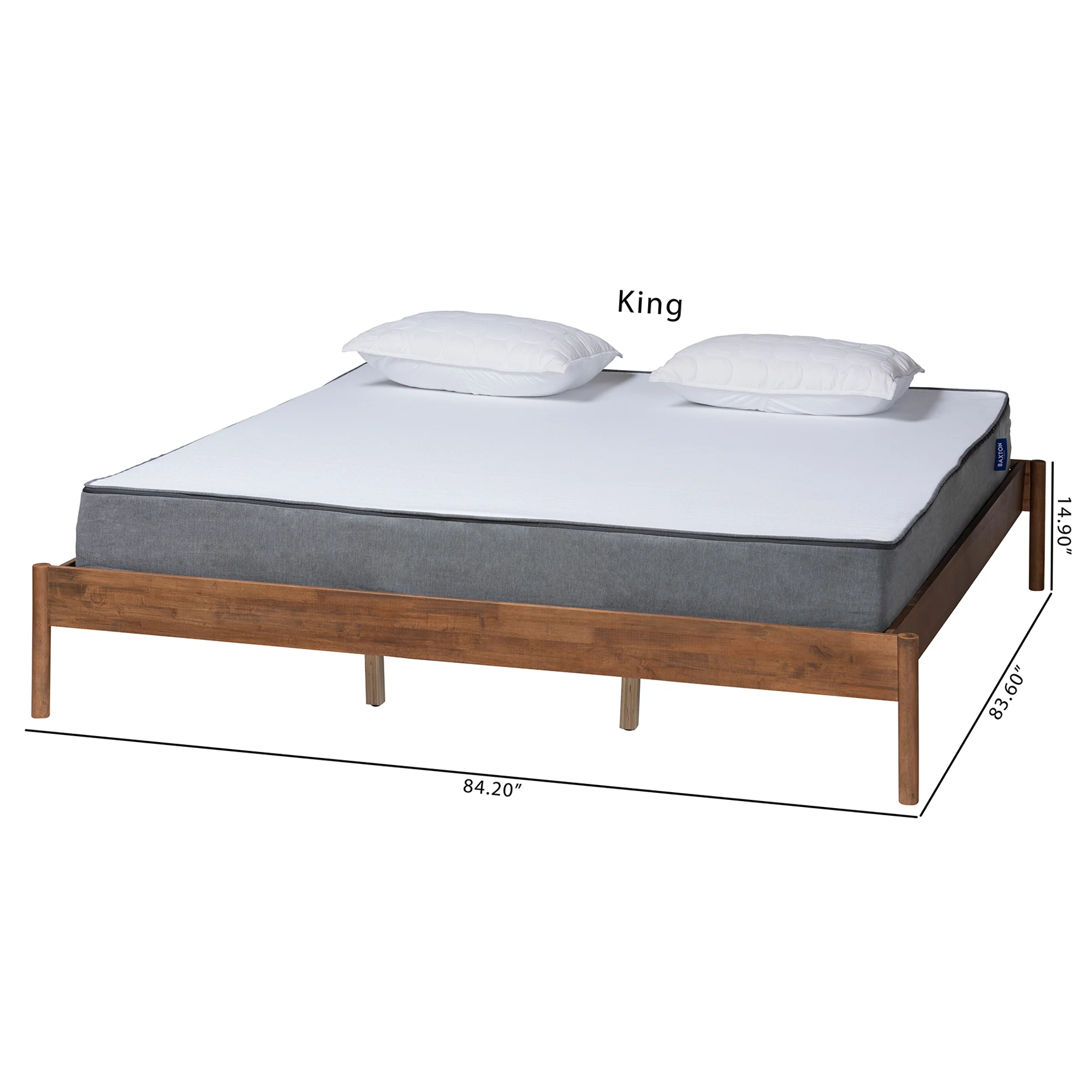 Baxton Studio Agatis Mid-Century Modern Ash Walnut Finished Wood Queen Size Bed Frame - Image 8