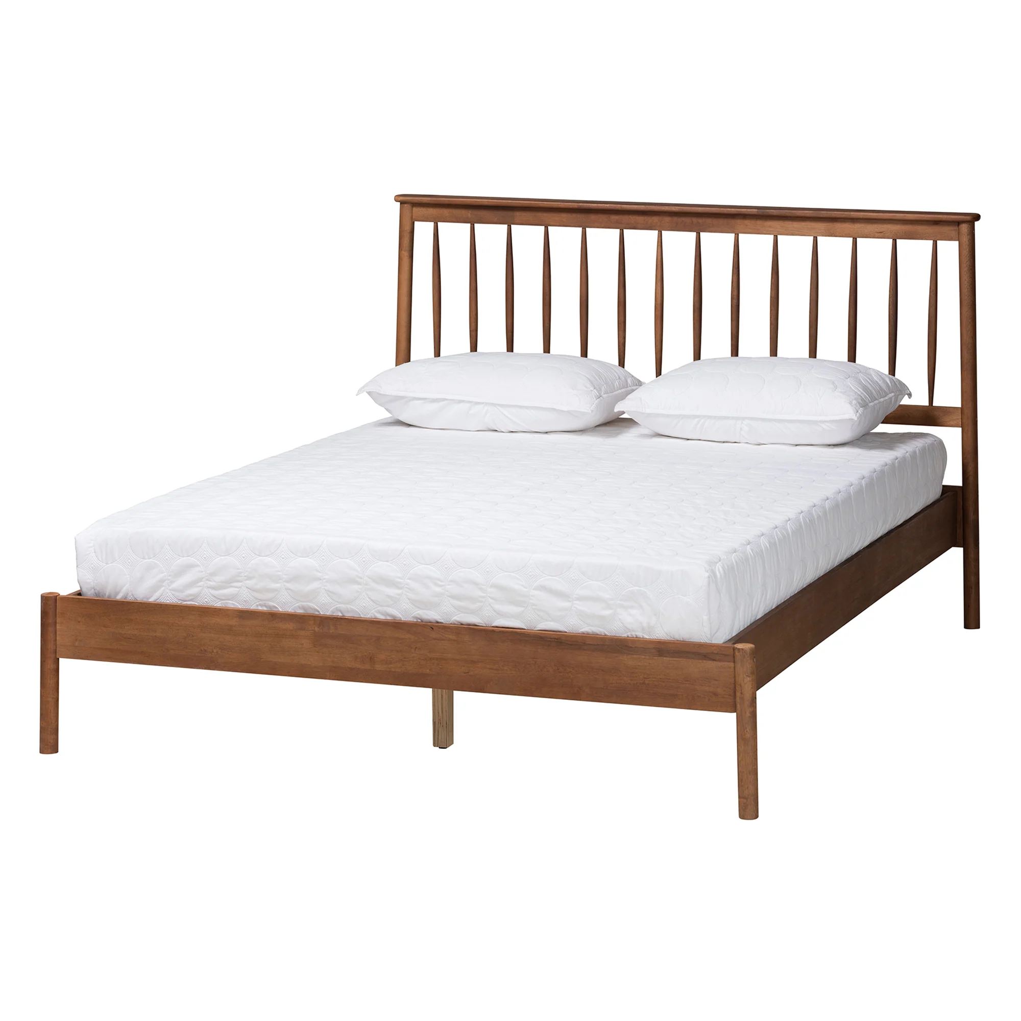 Baxton Studio Agatis Mid-Century Modern Walnut Brown Finished Wood Queen Size Bed - Image 2