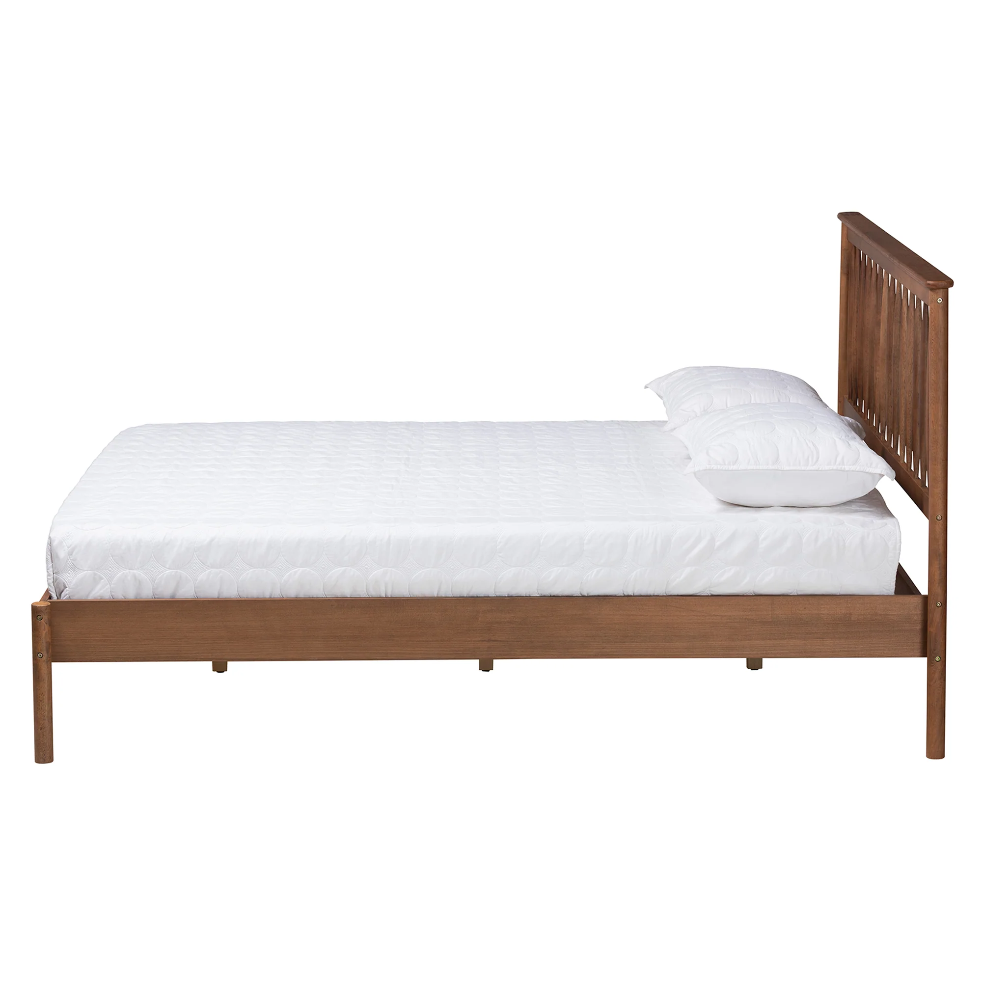 Baxton Studio Agatis Mid-Century Modern Walnut Brown Finished Wood Queen Size Bed - Image 3