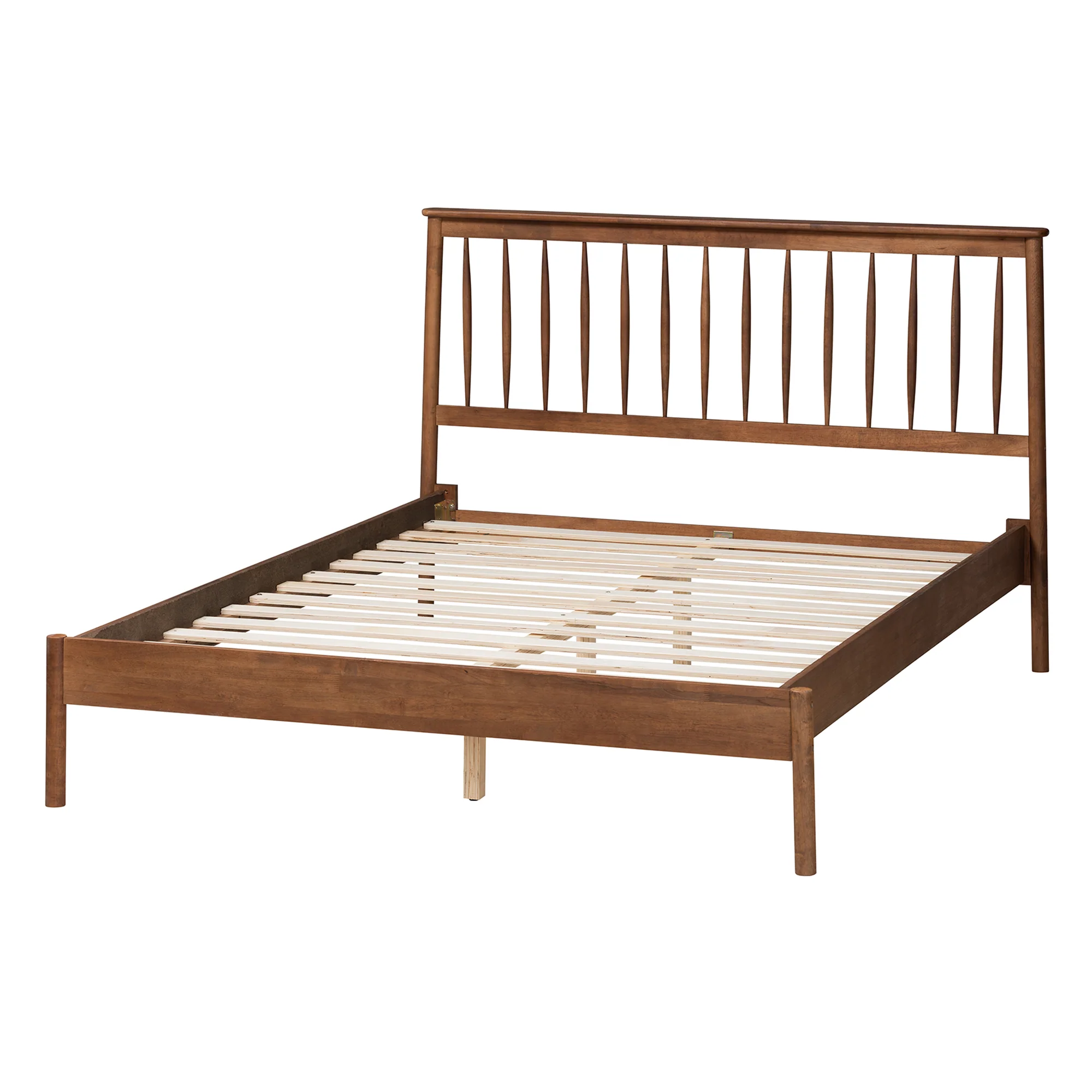 Baxton Studio Agatis Mid-Century Modern Walnut Brown Finished Wood Queen Size Bed - Image 4