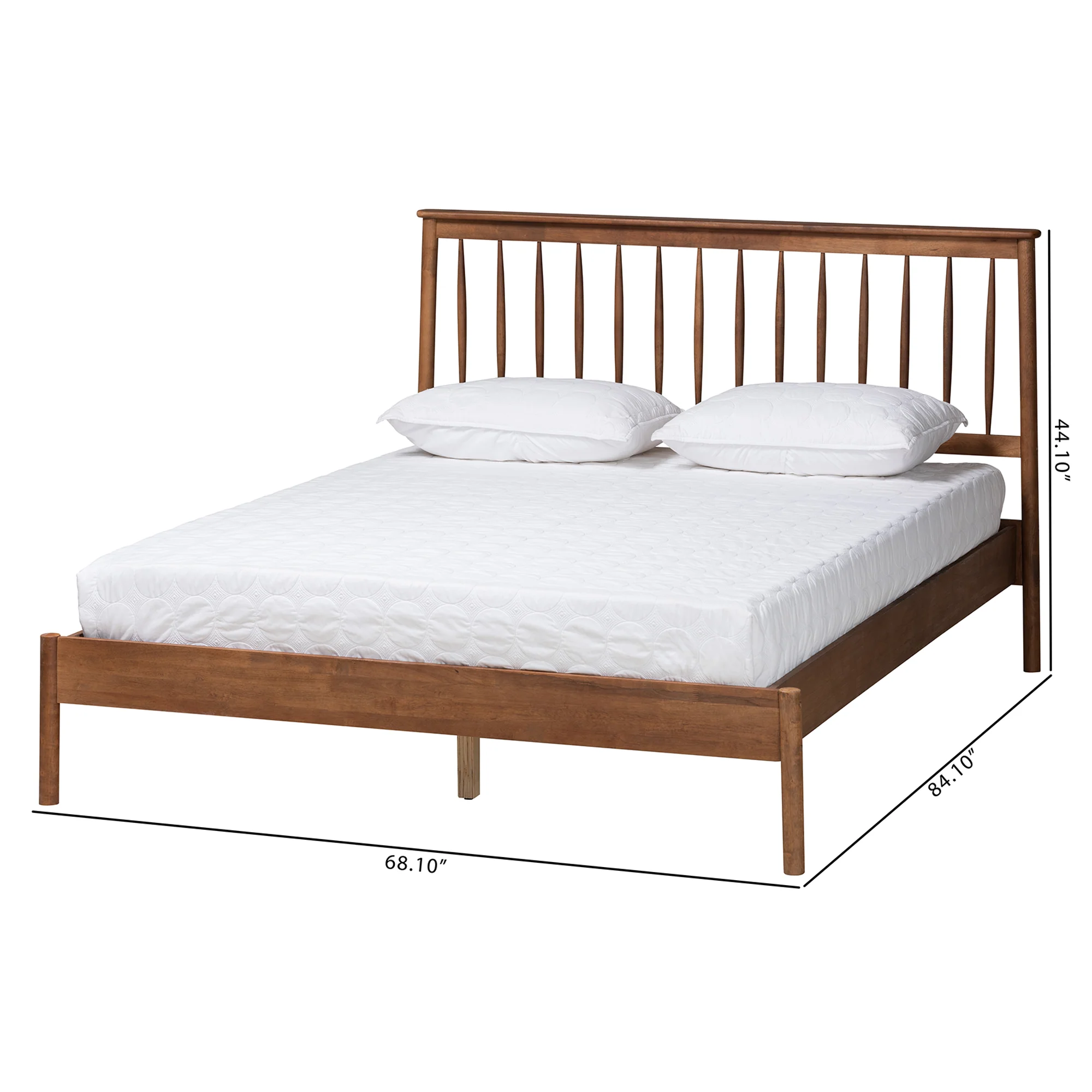 Baxton Studio Agatis Mid-Century Modern Walnut Brown Finished Wood Queen Size Bed - Image 8