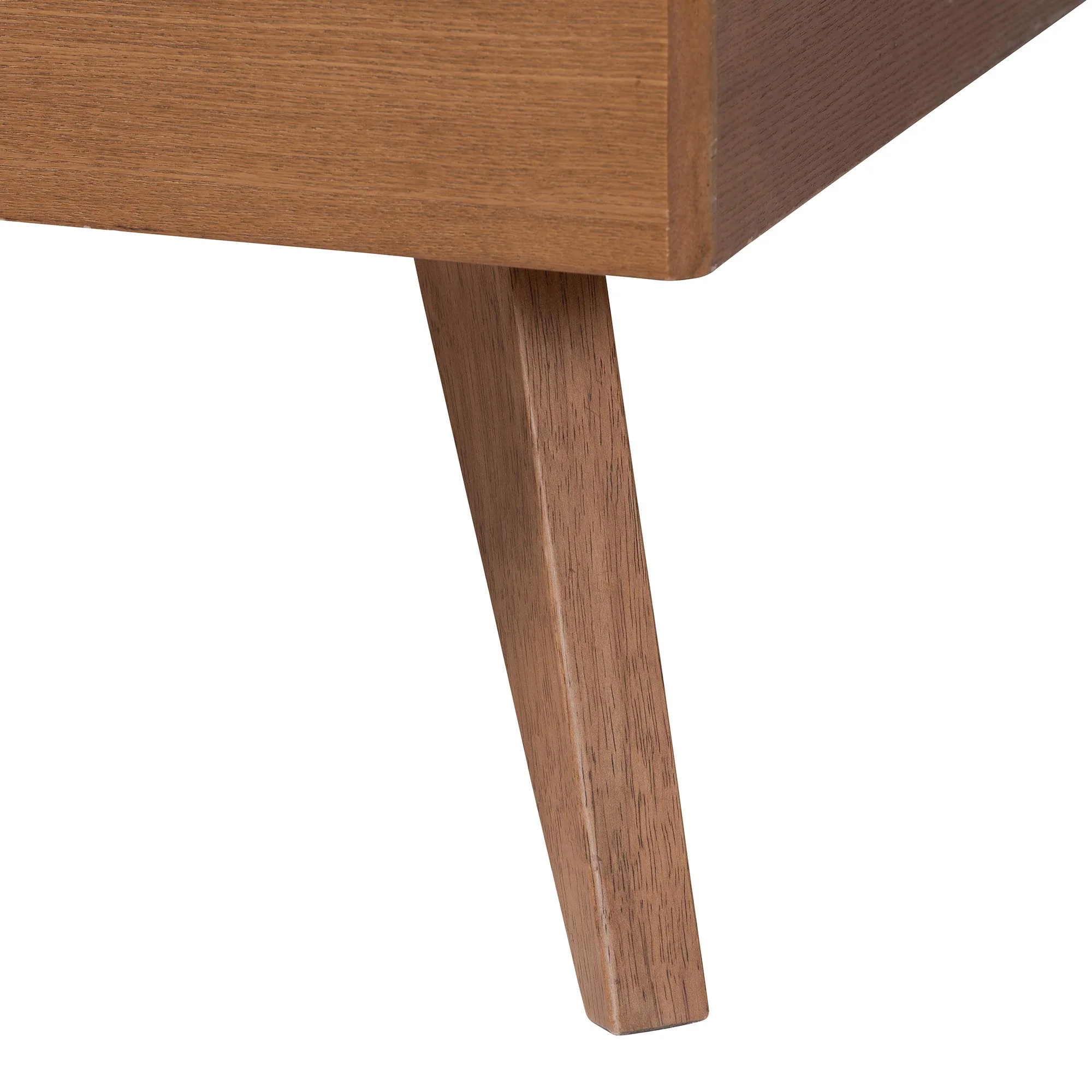 Baxton Studio Aithan Mid-Century Walnut Brown Wood and Rattan Queen Size Platform Bed - Image 10