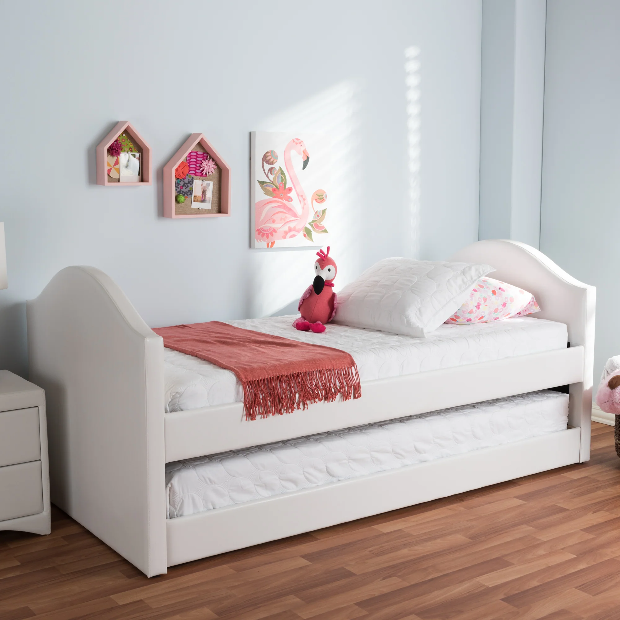 Baxton Studio Alessia White Faux Leather Upholstered Daybed with Guest Trundle Bed - Image 10