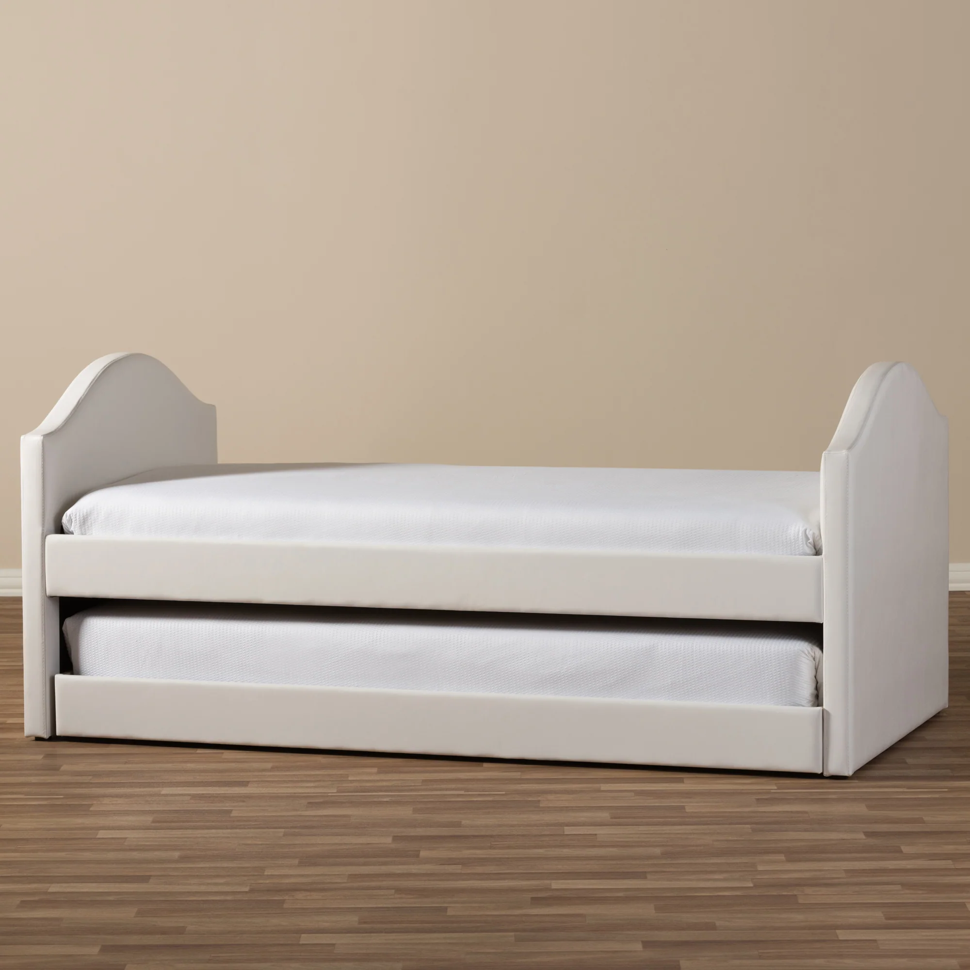 Baxton Studio Alessia White Faux Leather Upholstered Daybed with Guest Trundle Bed - Image 2