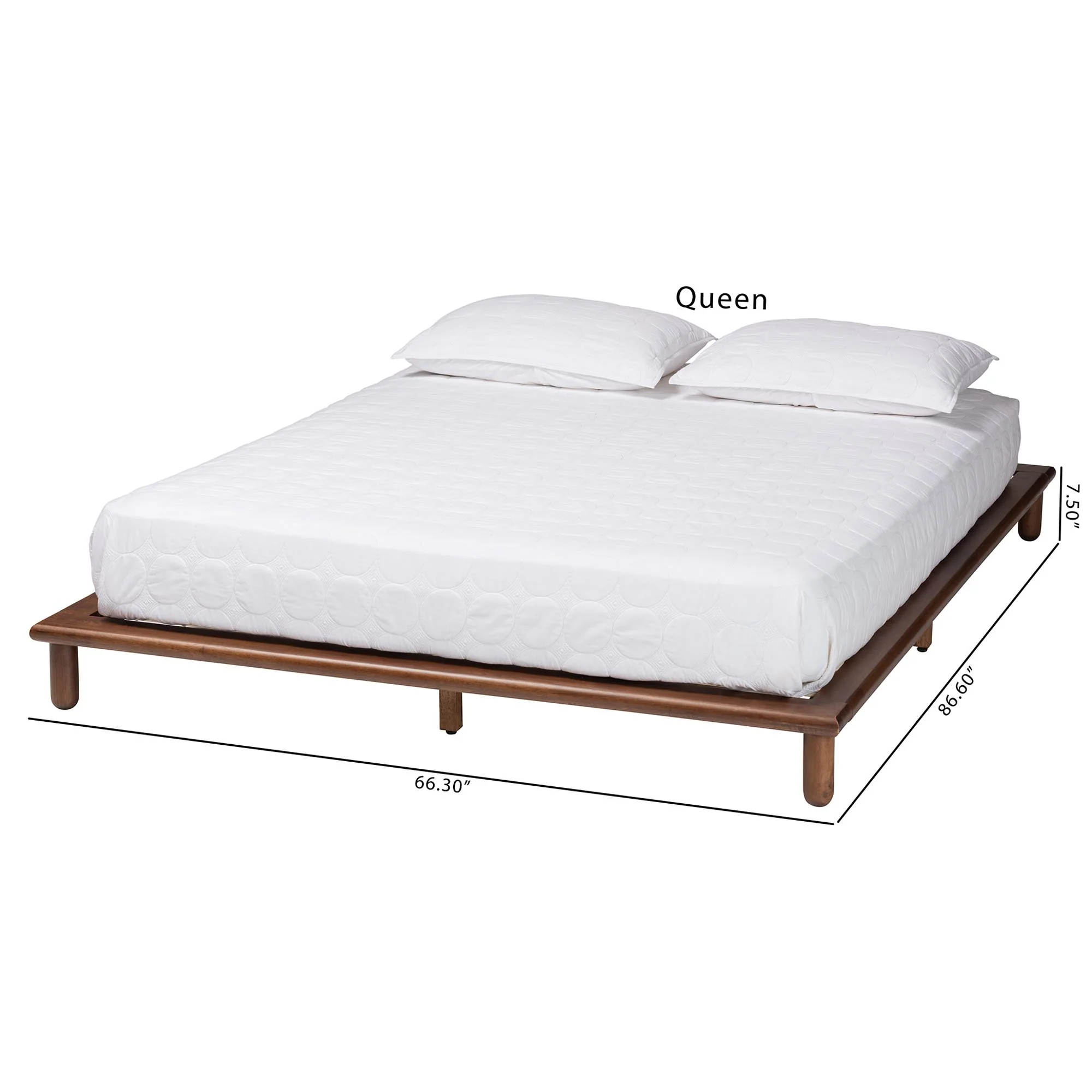 Baxton Studio Alivia Mid-Century Modern Walnut Brown Finished Wood Queen Size Bed Frame - Image 9