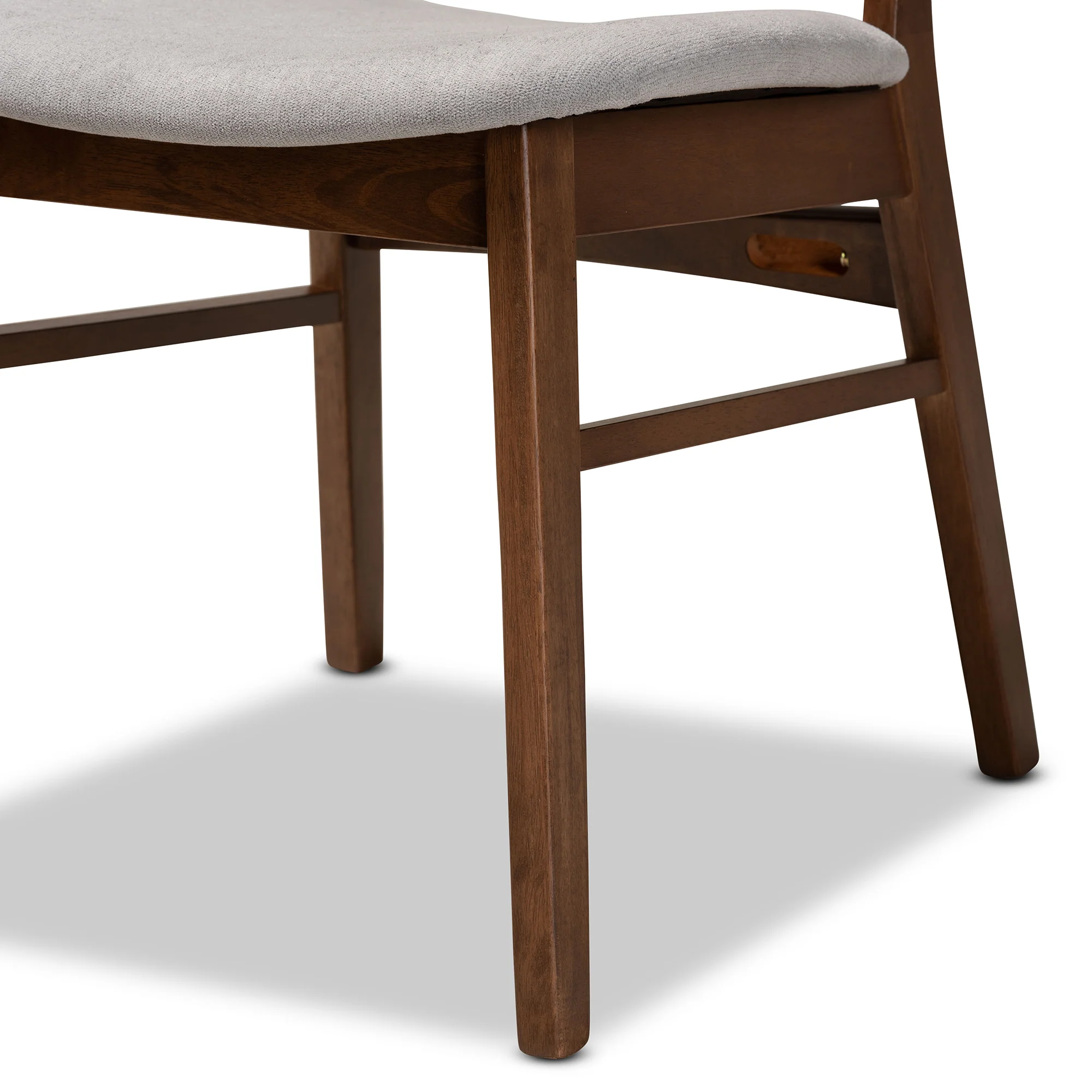 Baxton Studio Alston Mid-Century Modern Grey Fabric Upholstered and Walnut Brown Finished Wood 2-Piece Dining Chair Set - Image 6