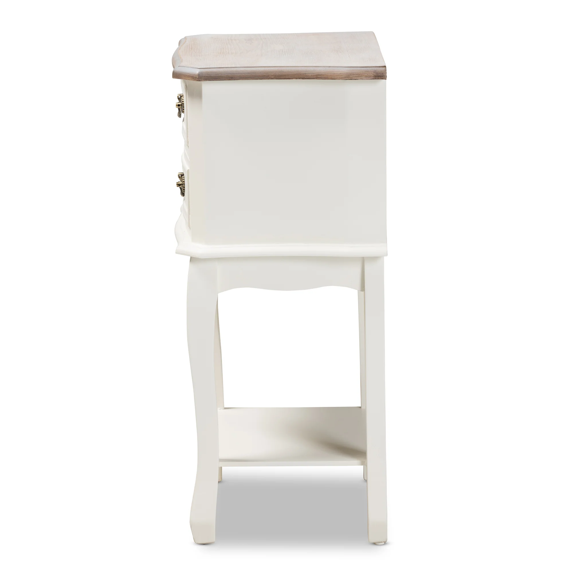 Baxton Studio Amalie Antique French Country Cottage Two-Tone White and Oak Finished 2-Drawer Wood End Table - Image 7