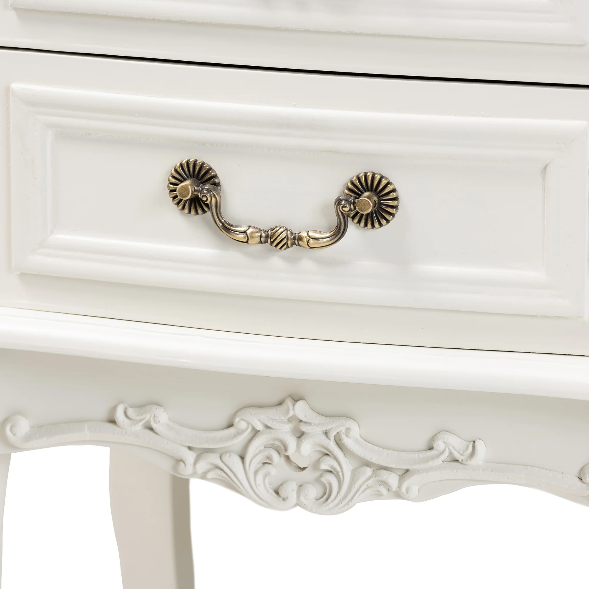 Baxton Studio Amalie Antique French Country Cottage Two-Tone White and Oak Finished 2-Drawer Wood End Table - Image 9